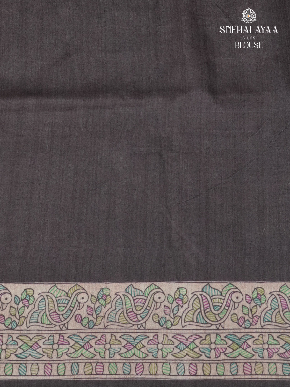 Beige With Black Border Madhubani Saree