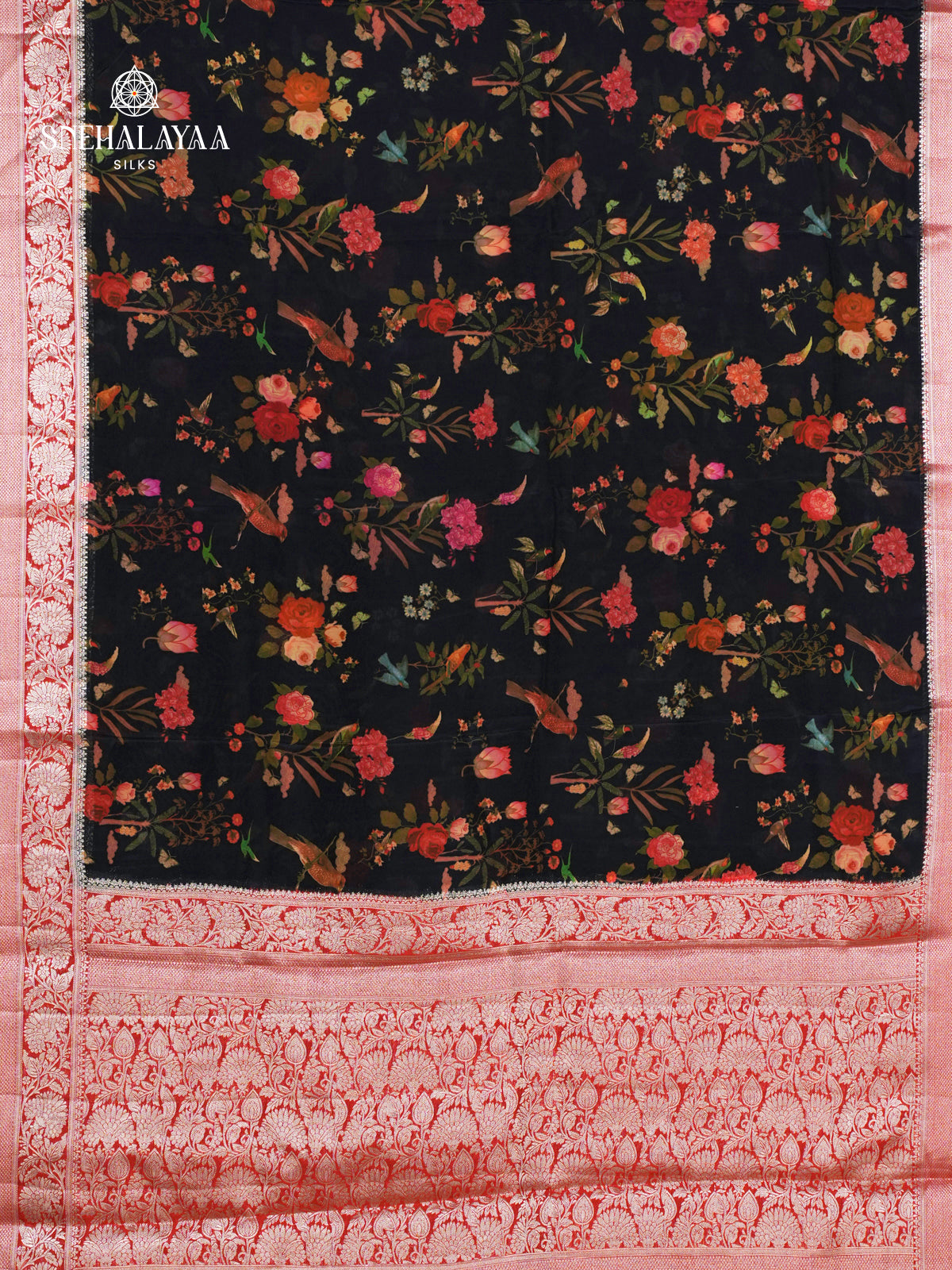 Black Banaras Dola Silk Saree