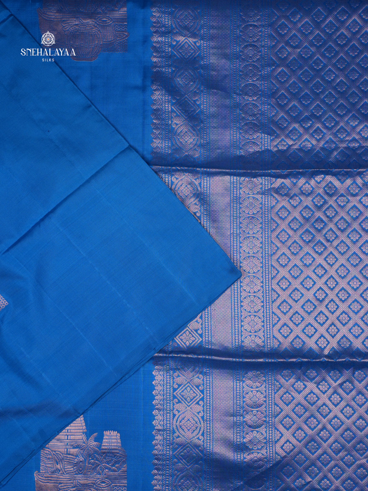 Blue Borderless Kanjivaram Soft Silk Saree