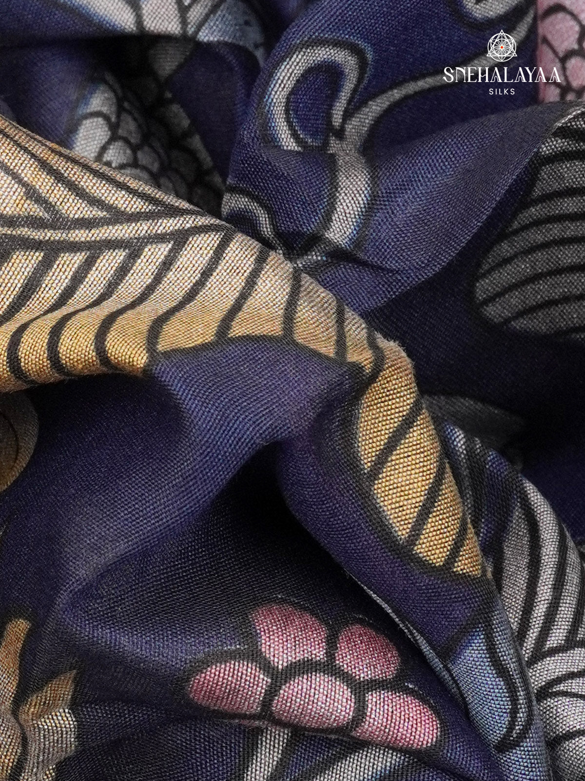 Navy Blue Chanderi Saree