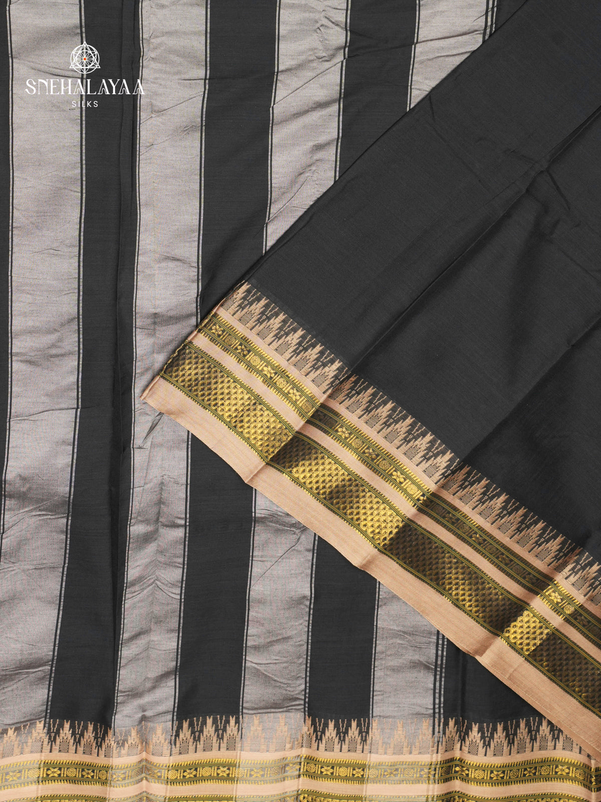 Black Naranyanpet Cotton Saree