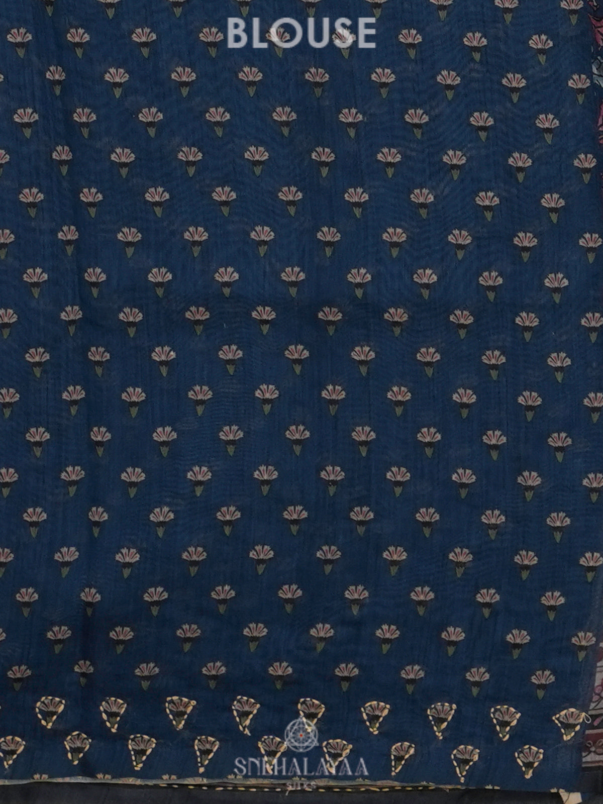 Navy Blue Linen Embroidery Saree