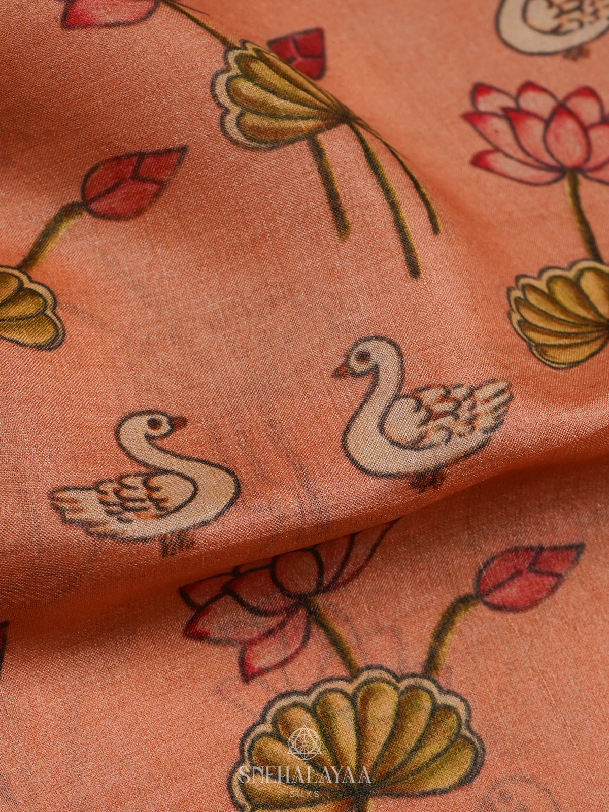 Peach Tussar Saree