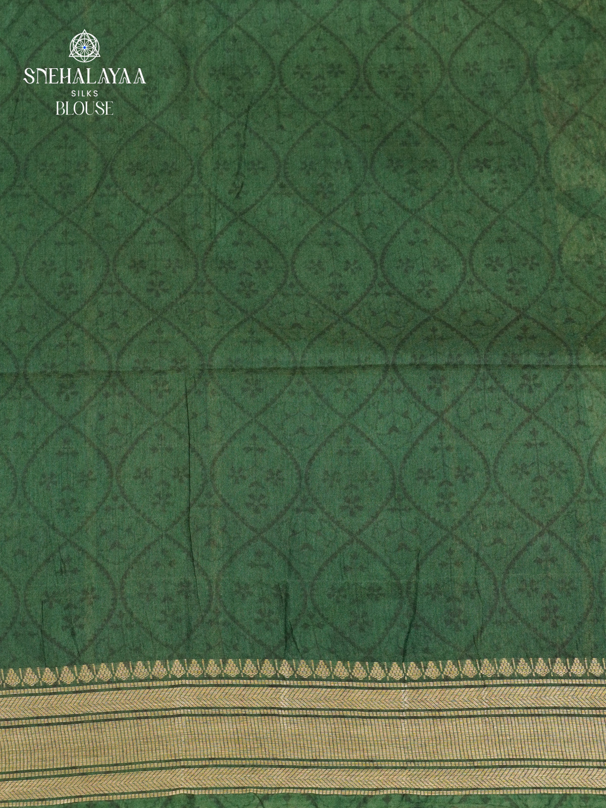 Beige With Green Border Bamboo Silk Saree