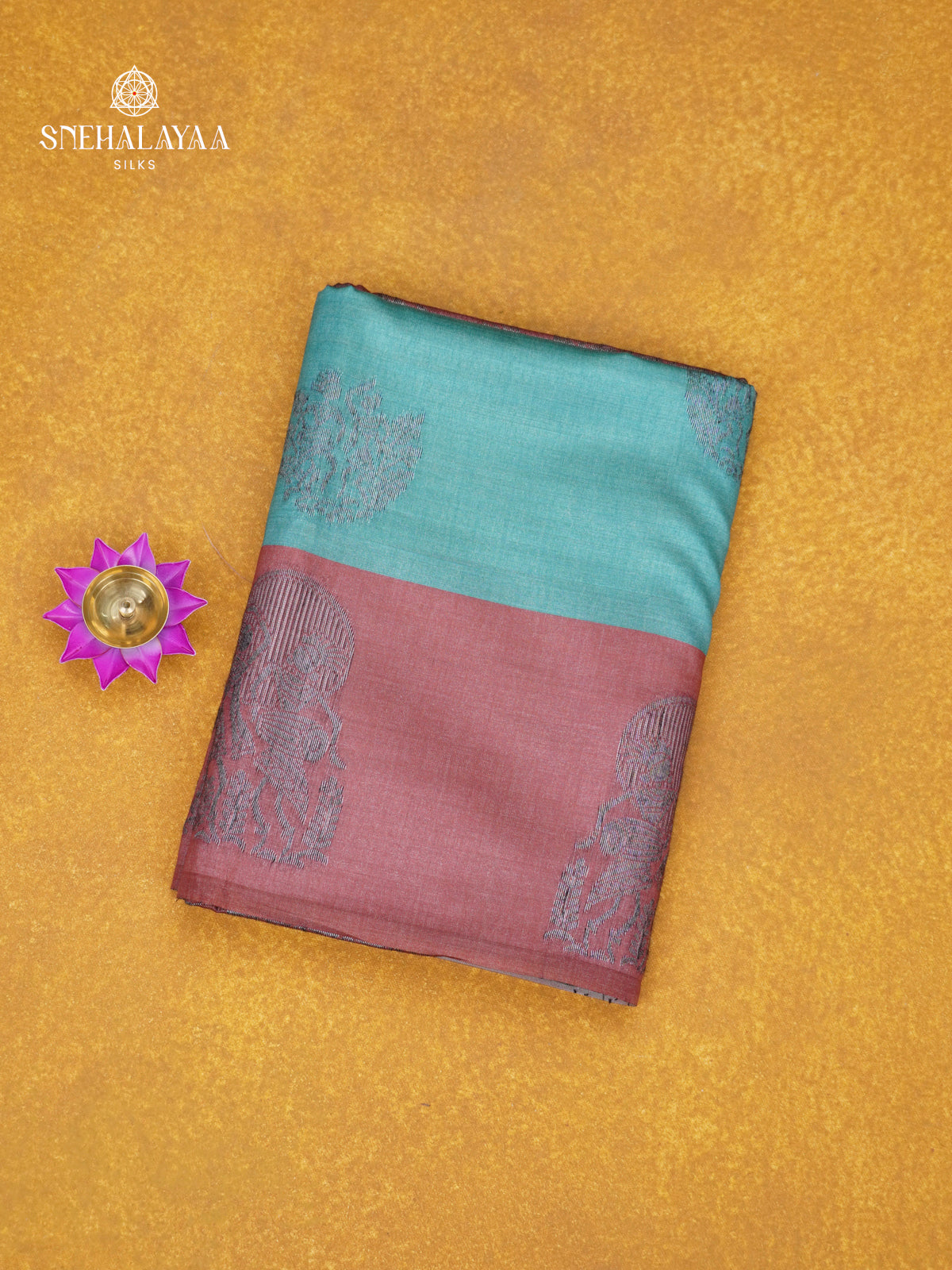 Ocean Blue Jute Saree