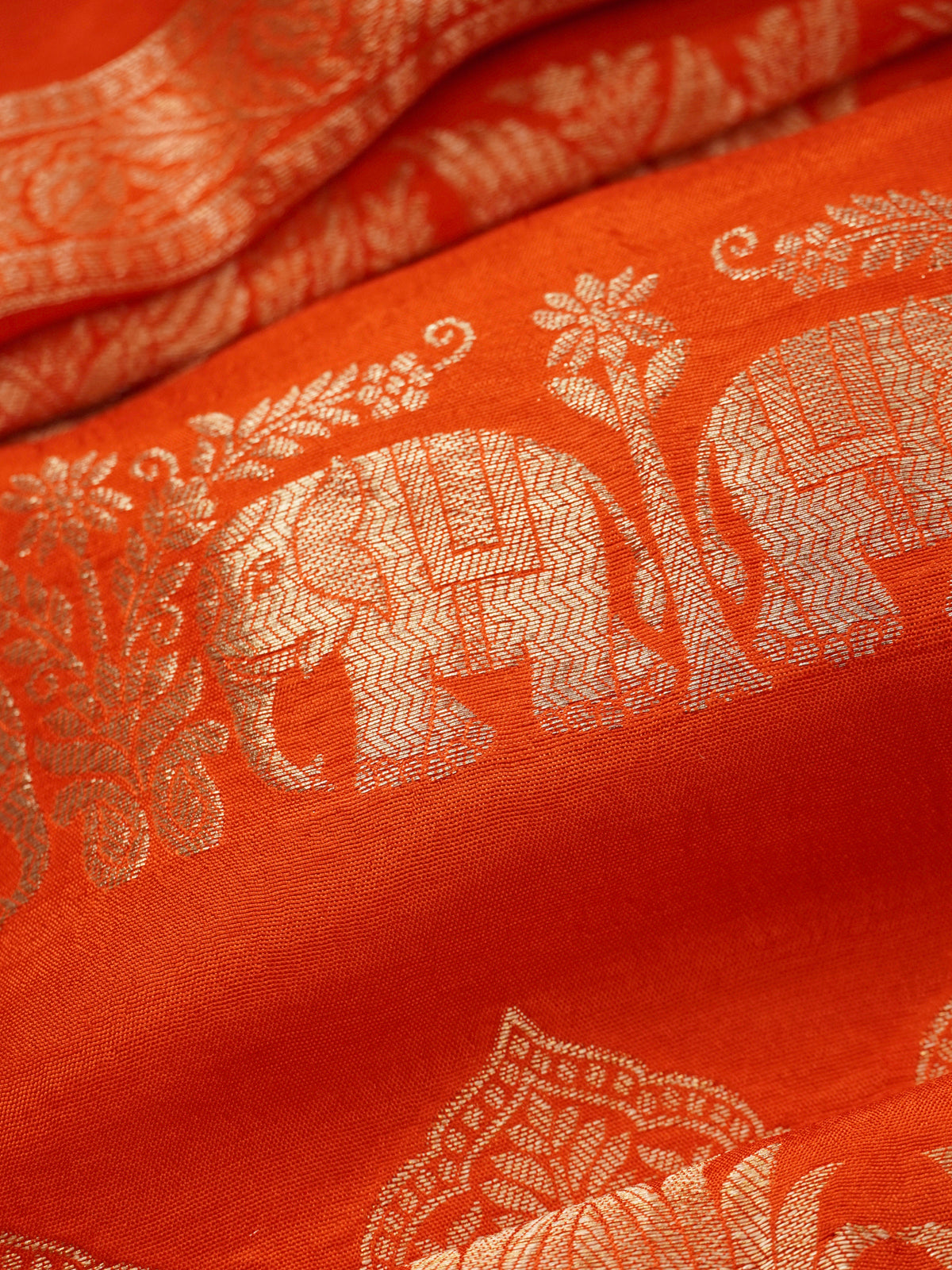 Orange Banaras Silk Saree