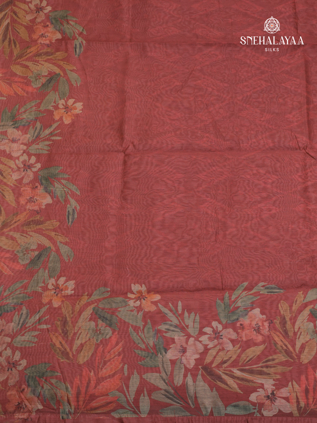 Maroon Printed Linen Saree