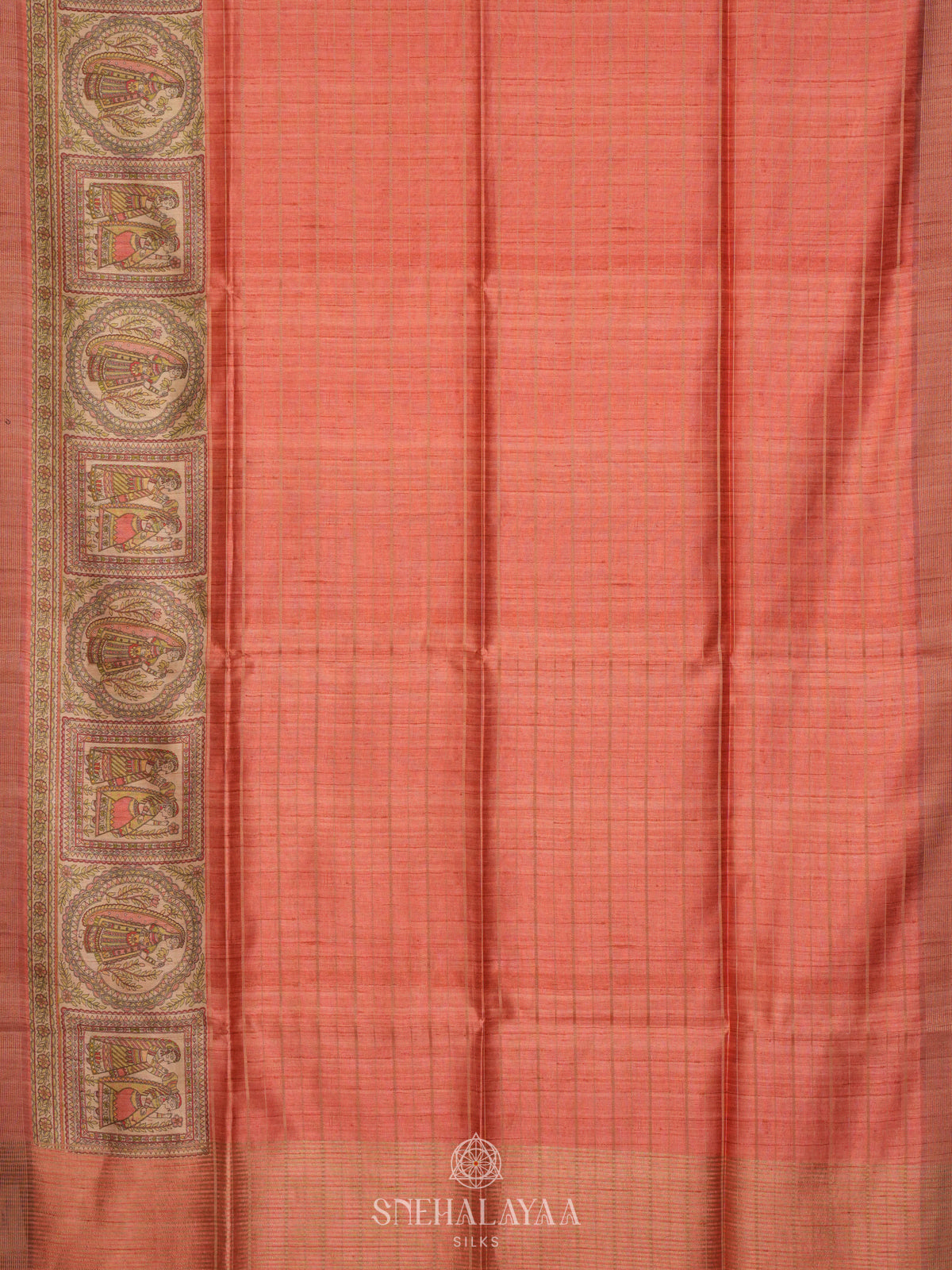 Peach Tussar Saree