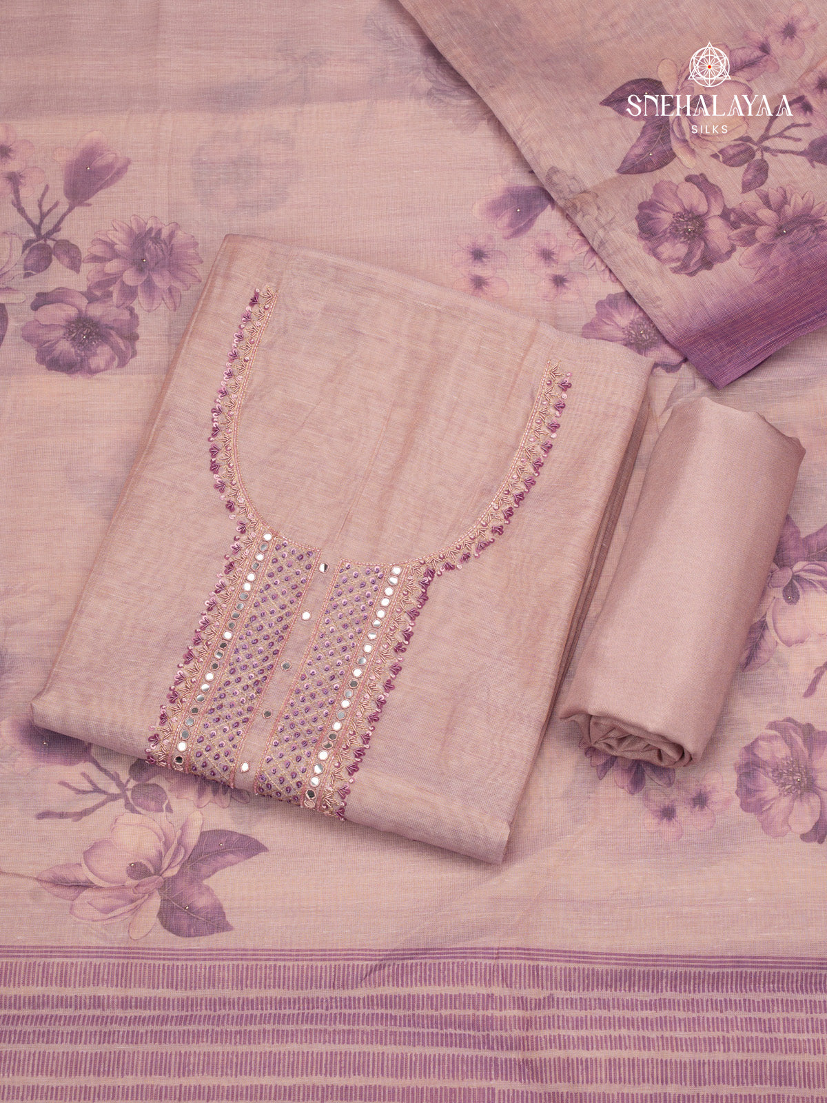 Peach Pink Linen 3-Piece Salwar Suit Material