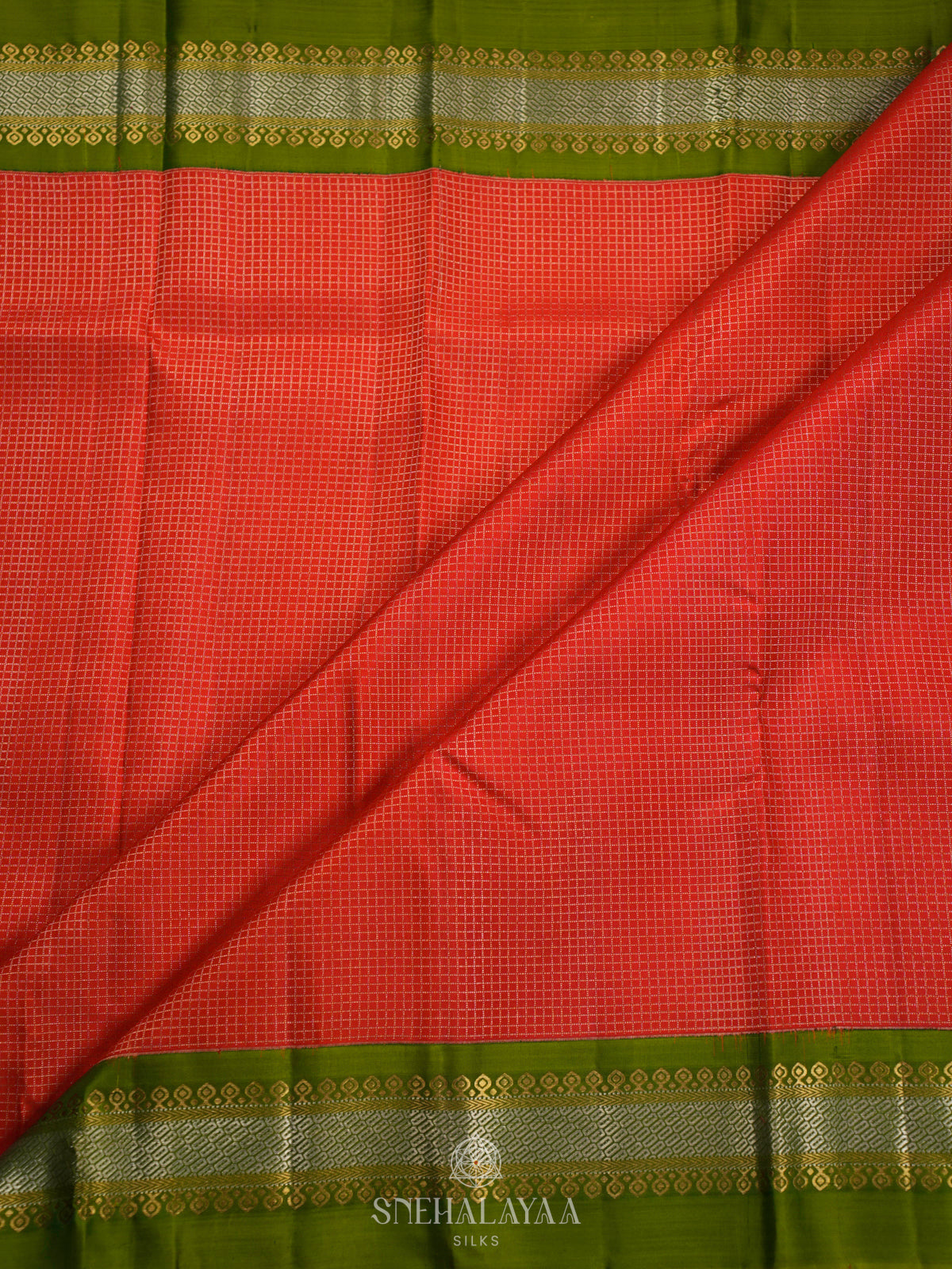 Rust Orange Kanjivaram Silk saree