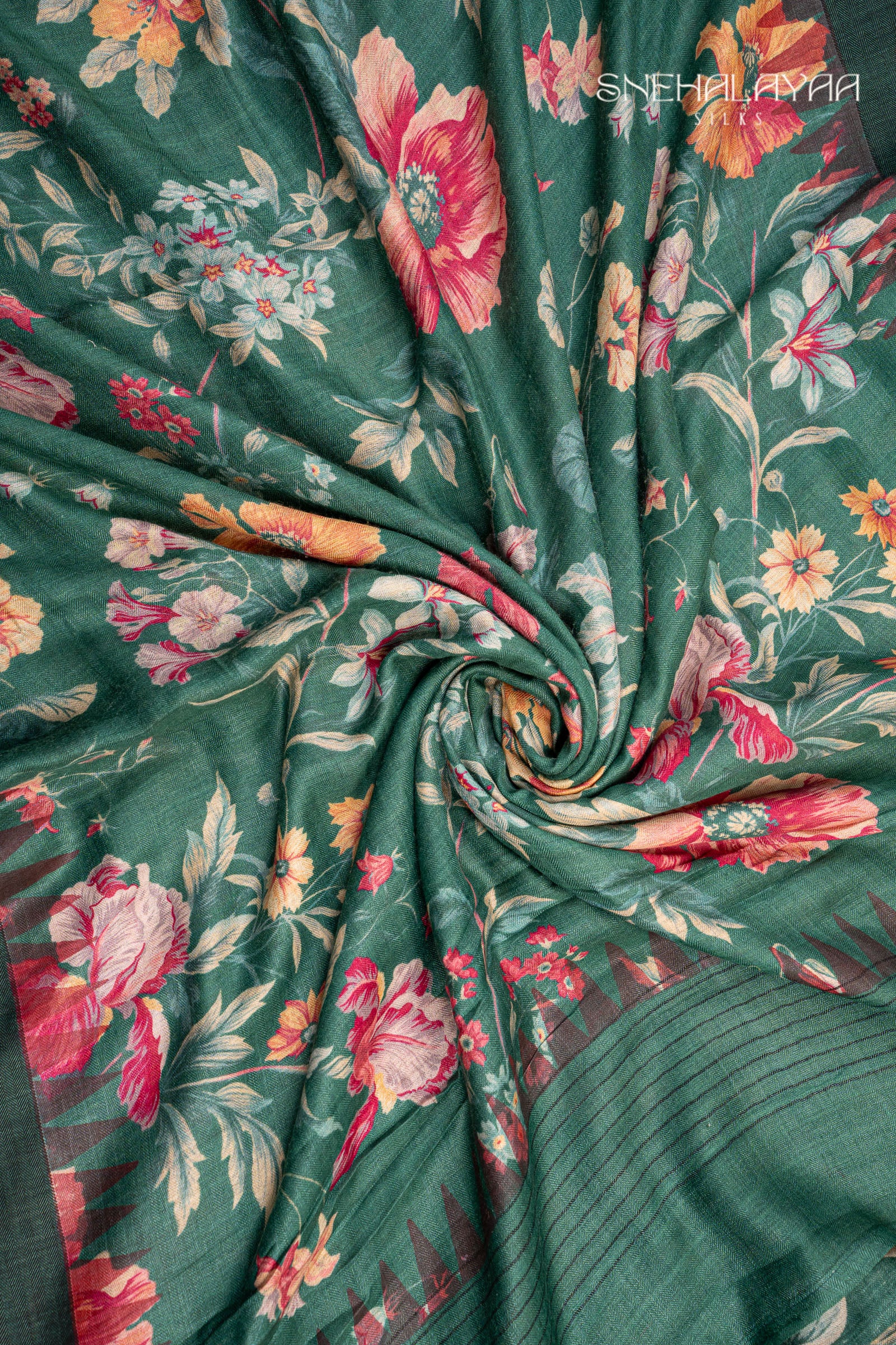 Fern Green Tussar Saree