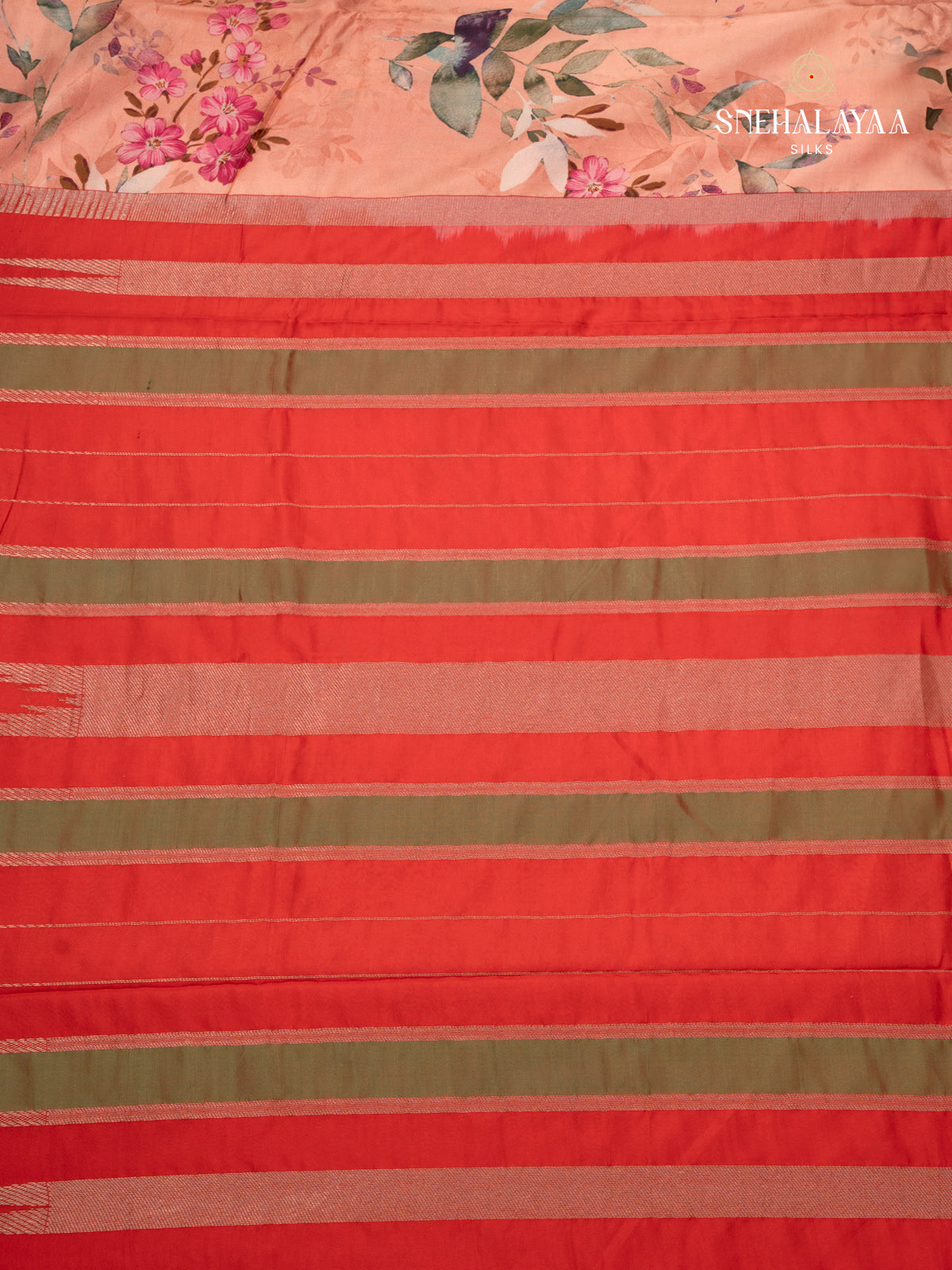 Peach Printed Kanjivaram SIlk Saree