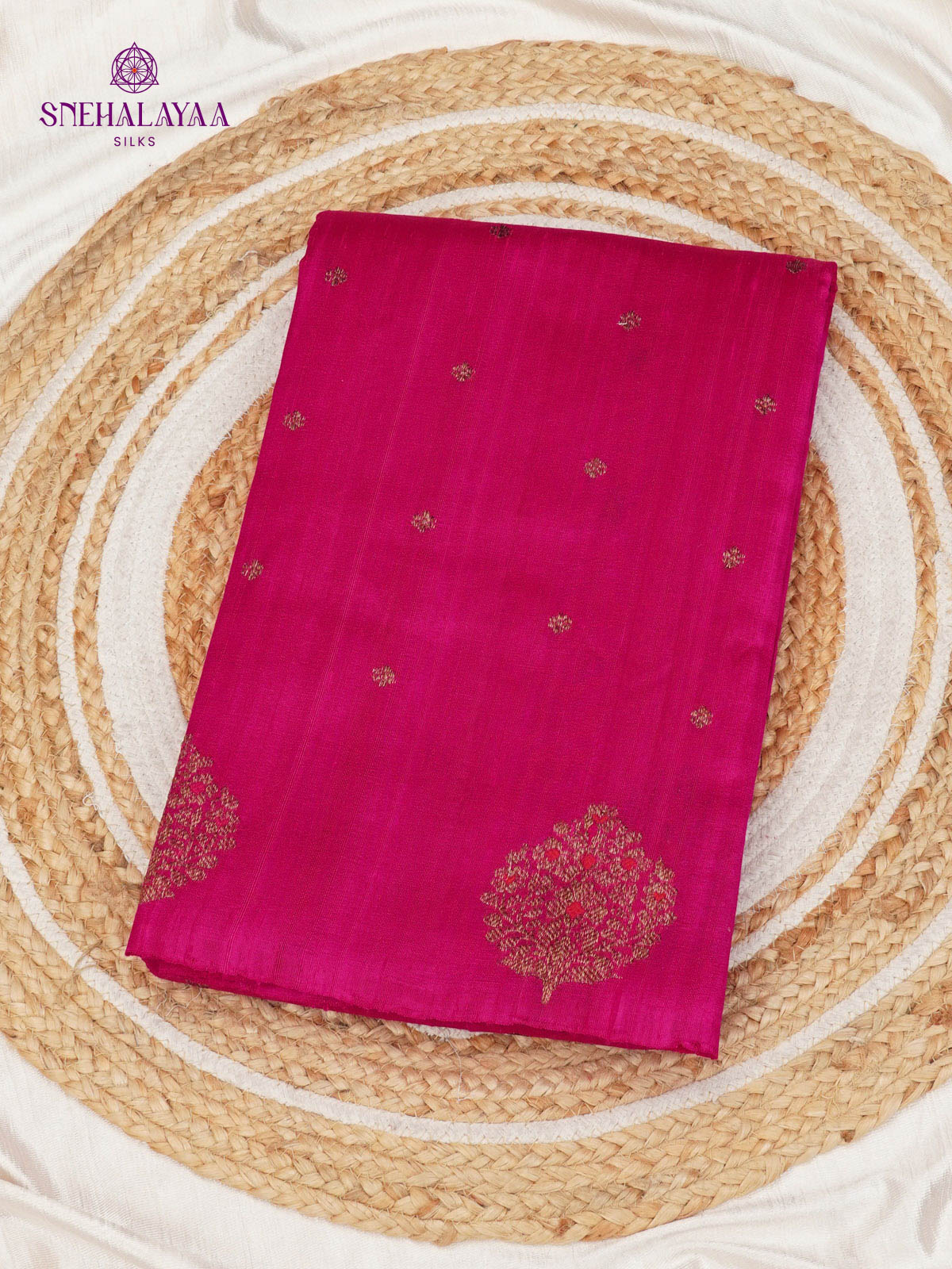 Rani Pink Banaras Raw Silk Saree