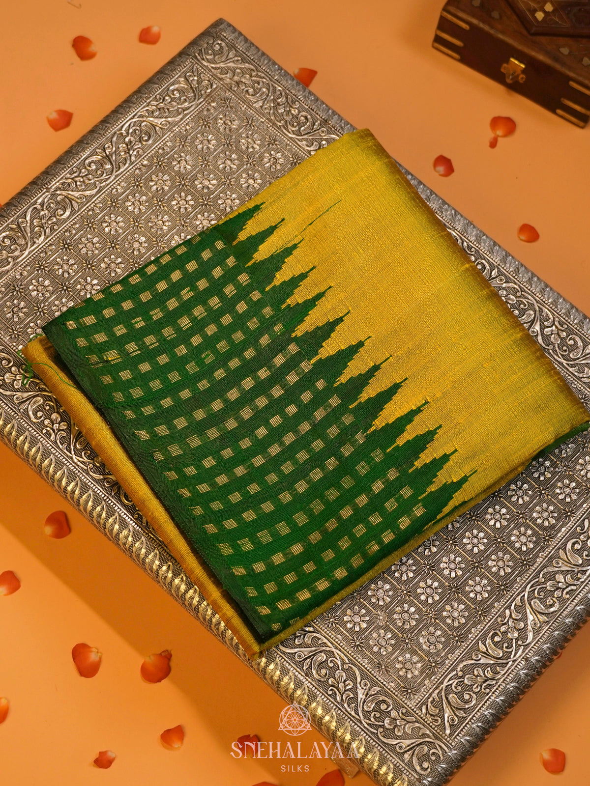 Lime Green Dupion Silk Saree