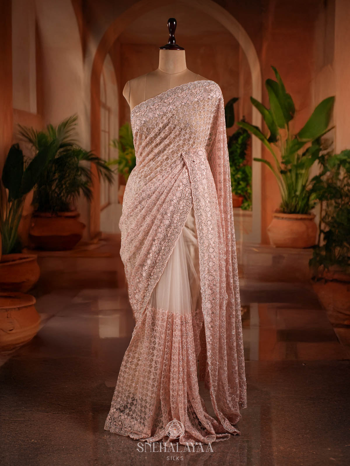 Pastel Pink Designer Saree