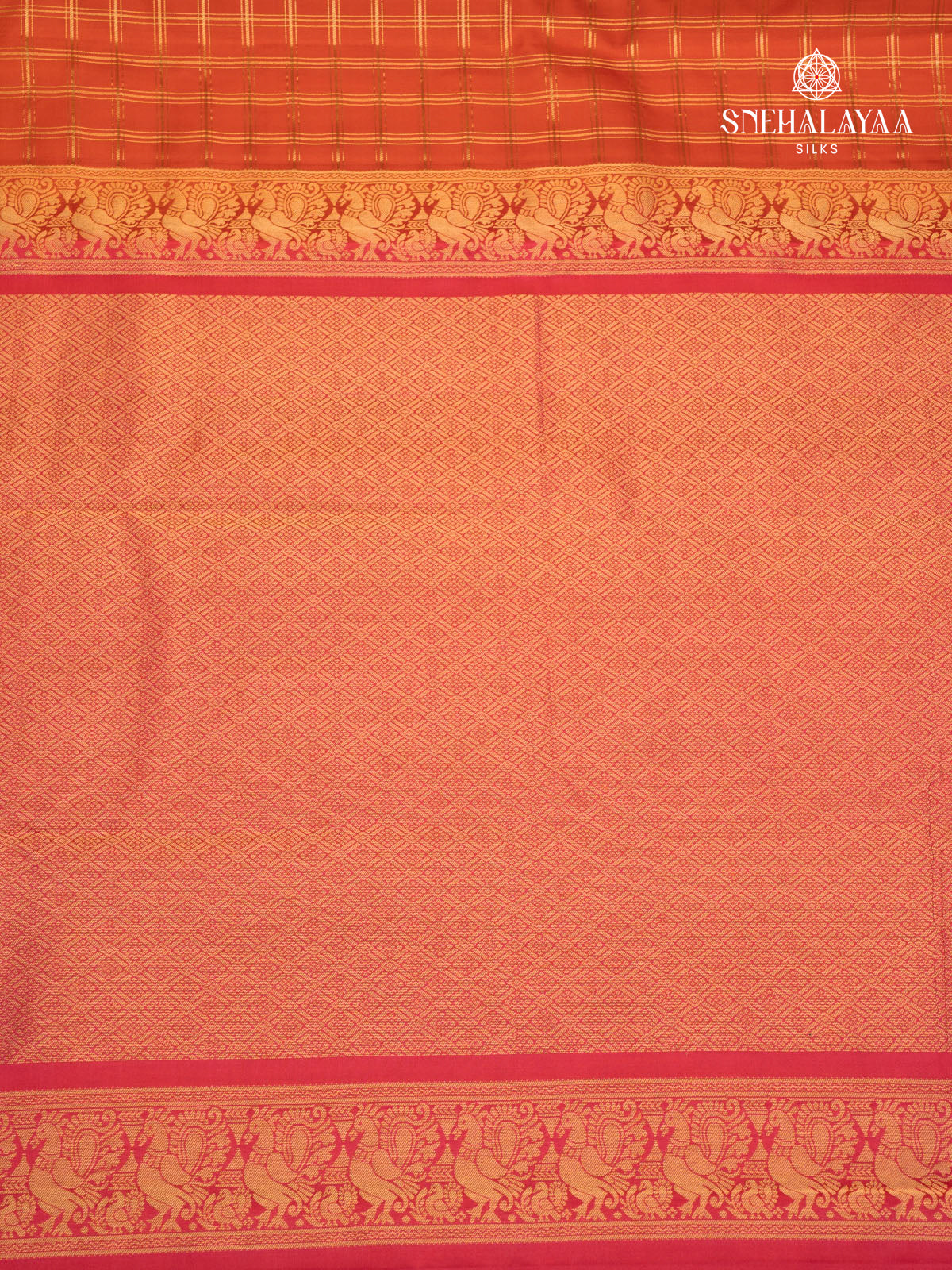 Rust Orange Kanjivaram Silk Saree