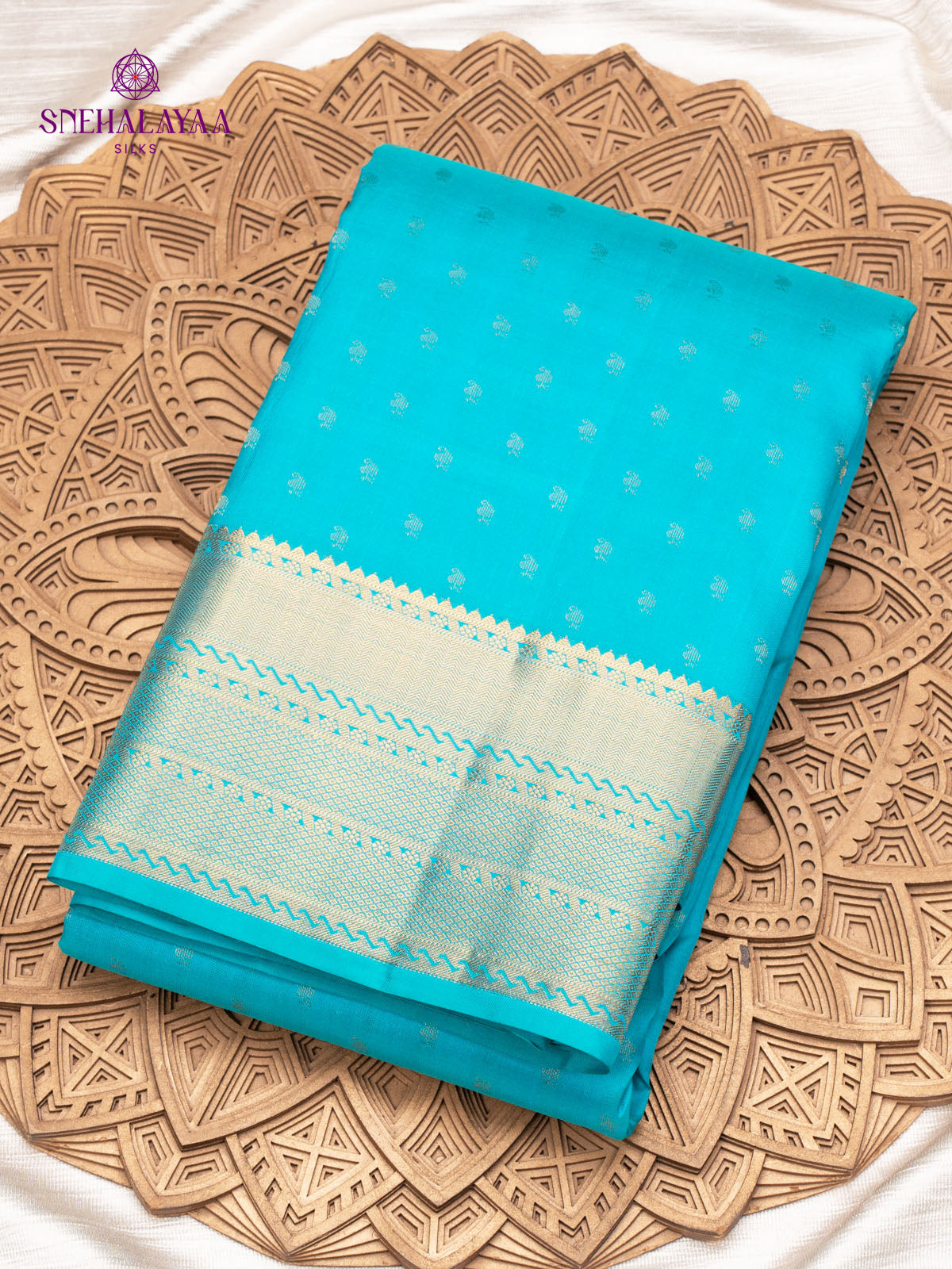 Turquoise Blue Kanjivaram Silk Saree