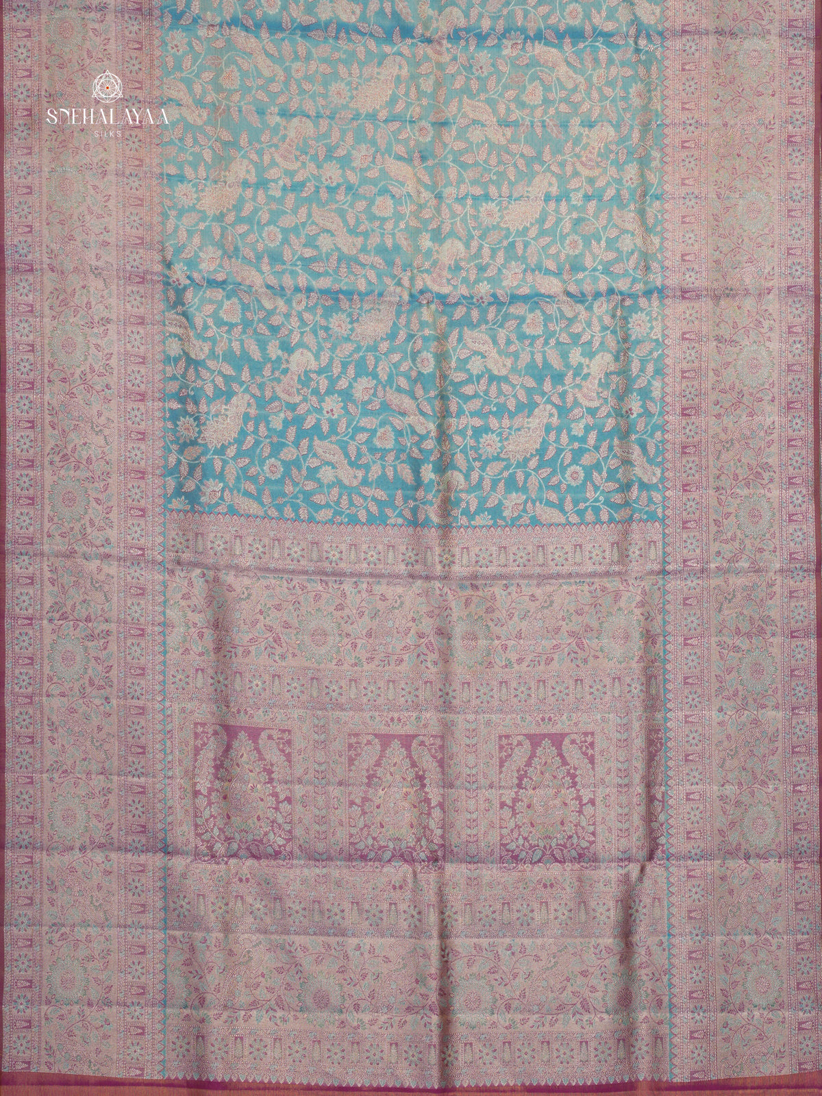 Aqua Blue Kanjivaram Silk Saree