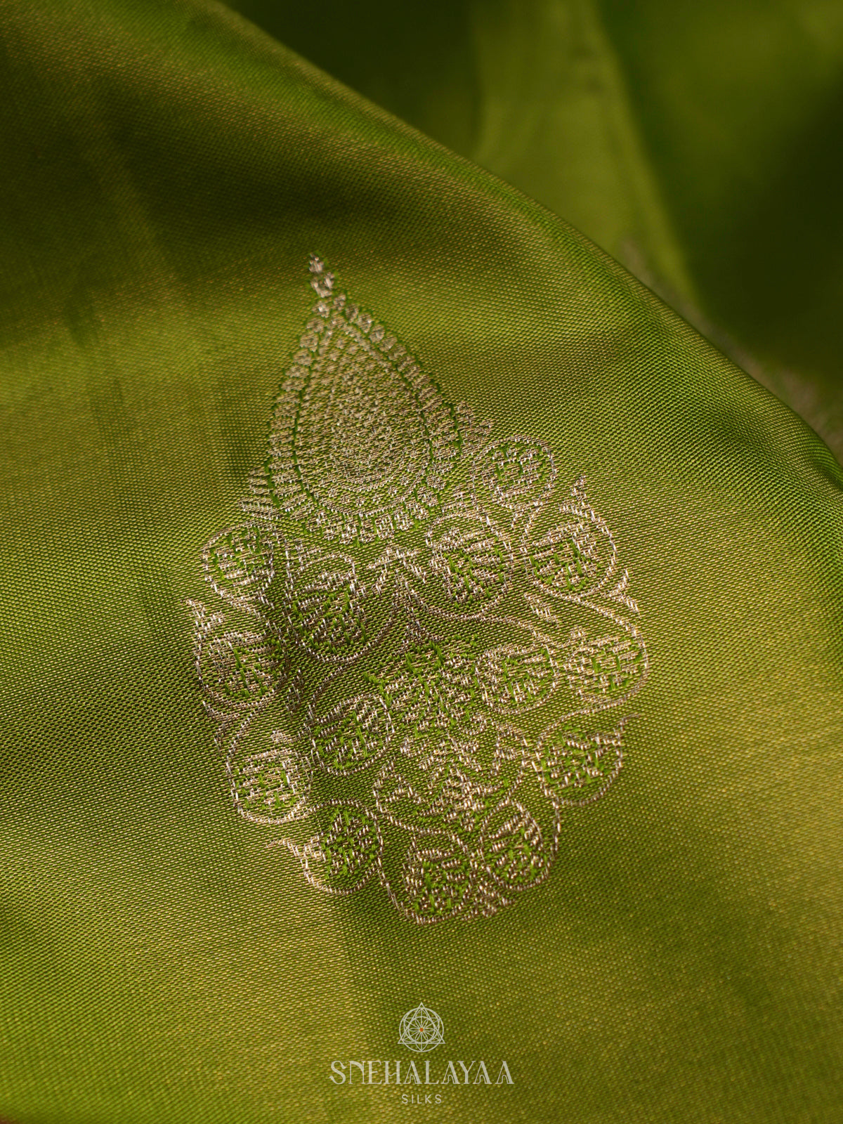 Lime Green Kanjivaram Silk Saree