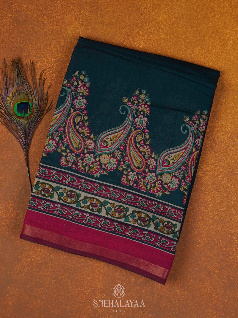 Blue Munga Tussar Saree