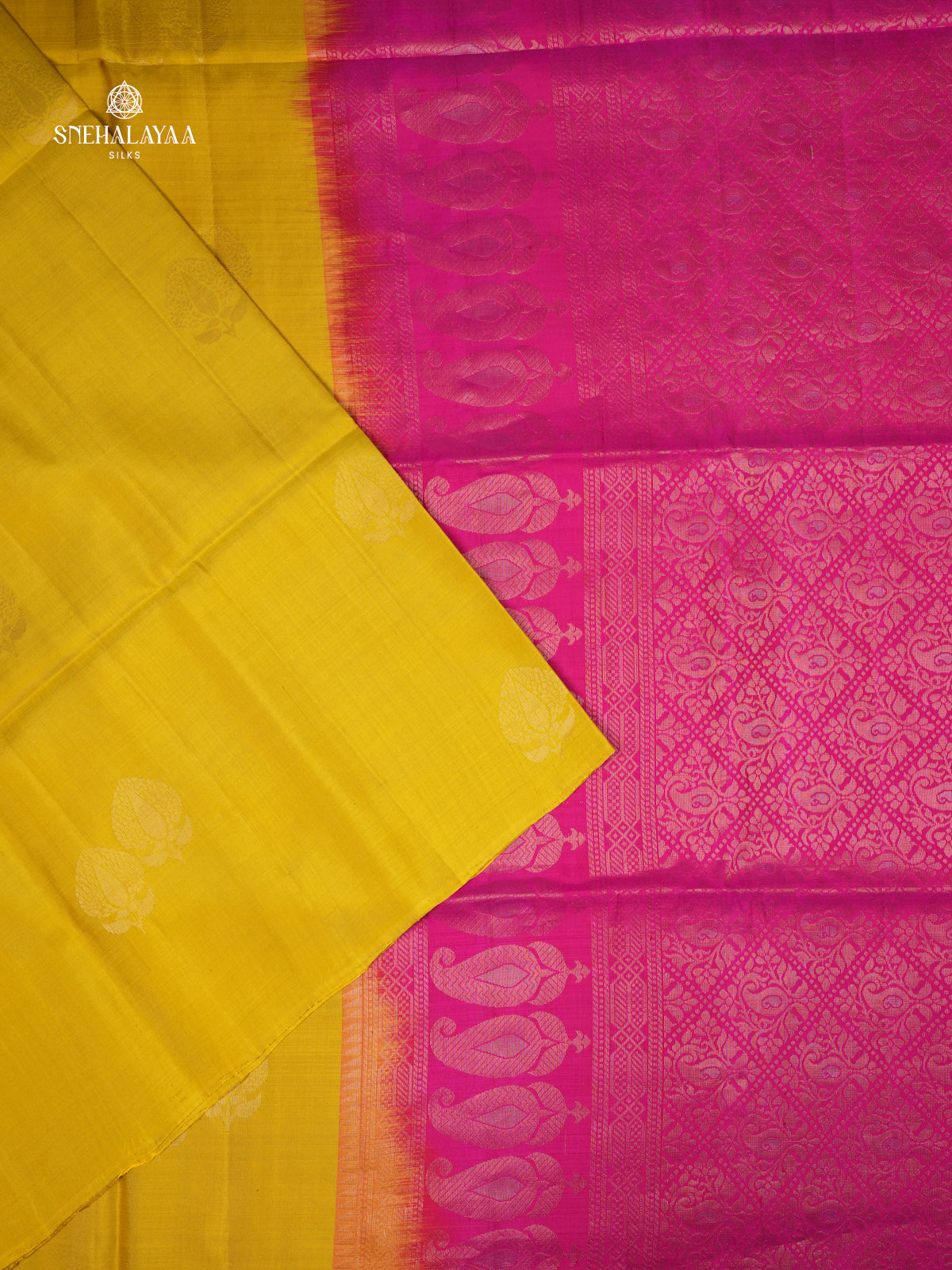 Yellow Borderless Kanjivaram Soft Silk Saree