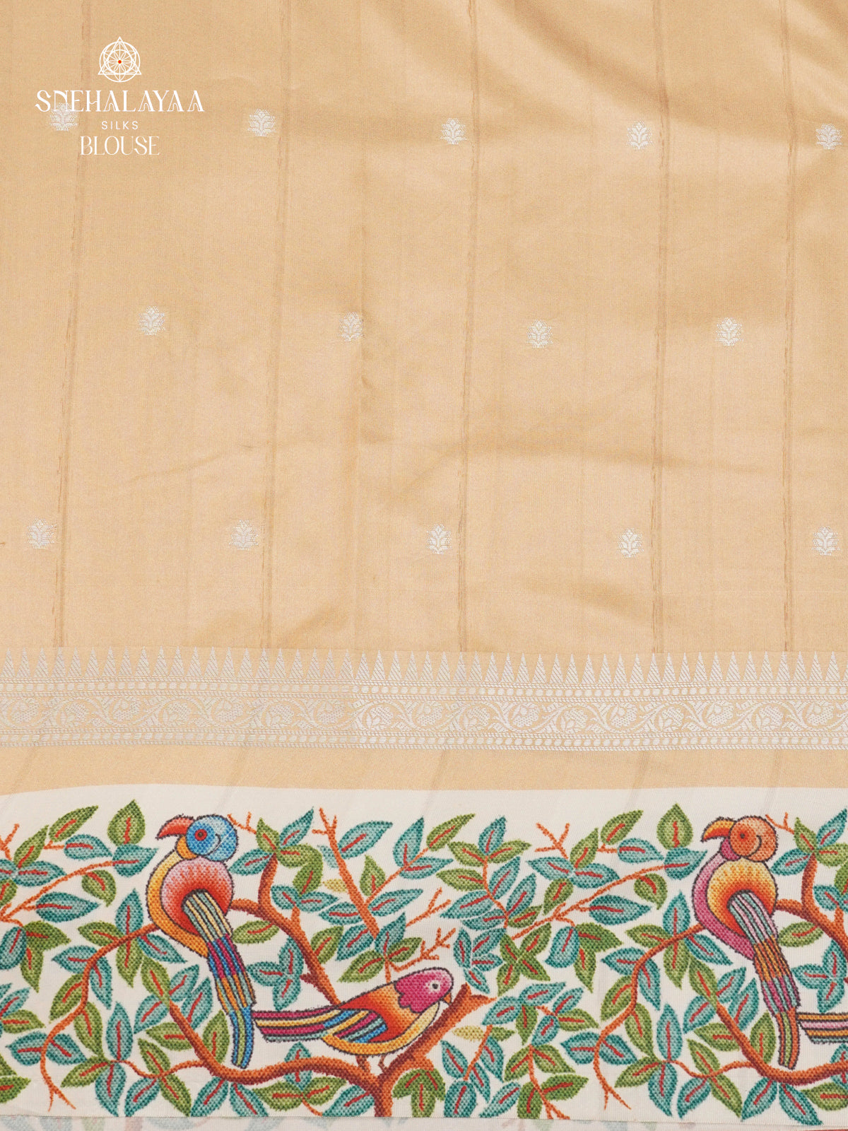 Cream Banaras Dola Silk Saree