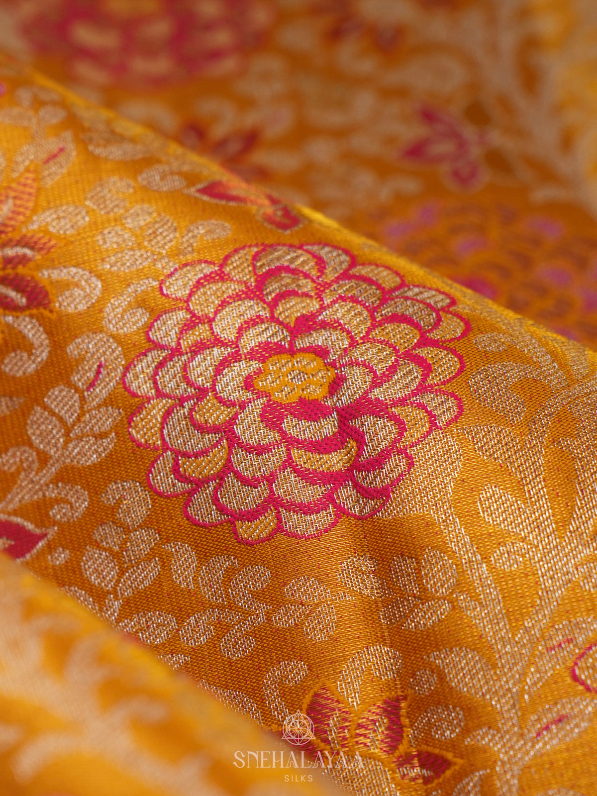 Golden Kanjivaram Silk Saree