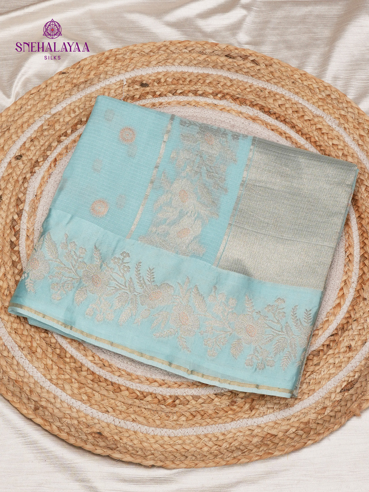 Teal Blue Banaras Silk Saree