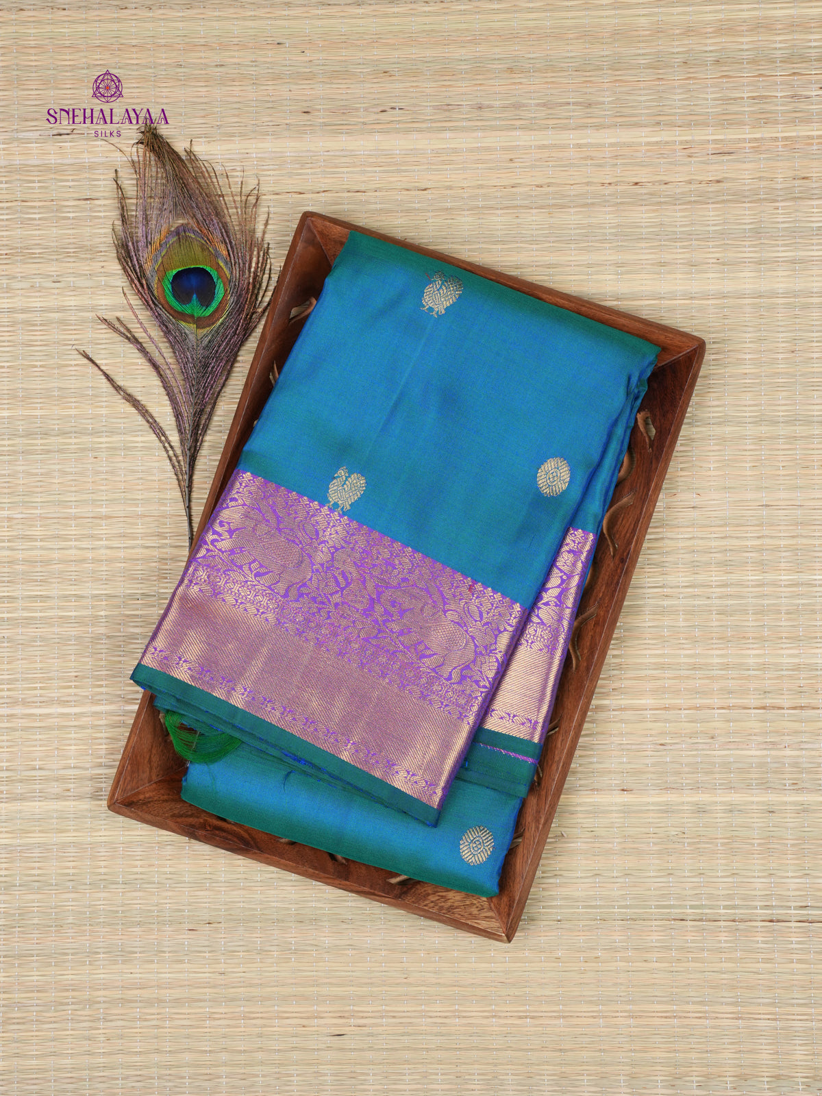 Peacock Blue Kanjivaram Silk Saree