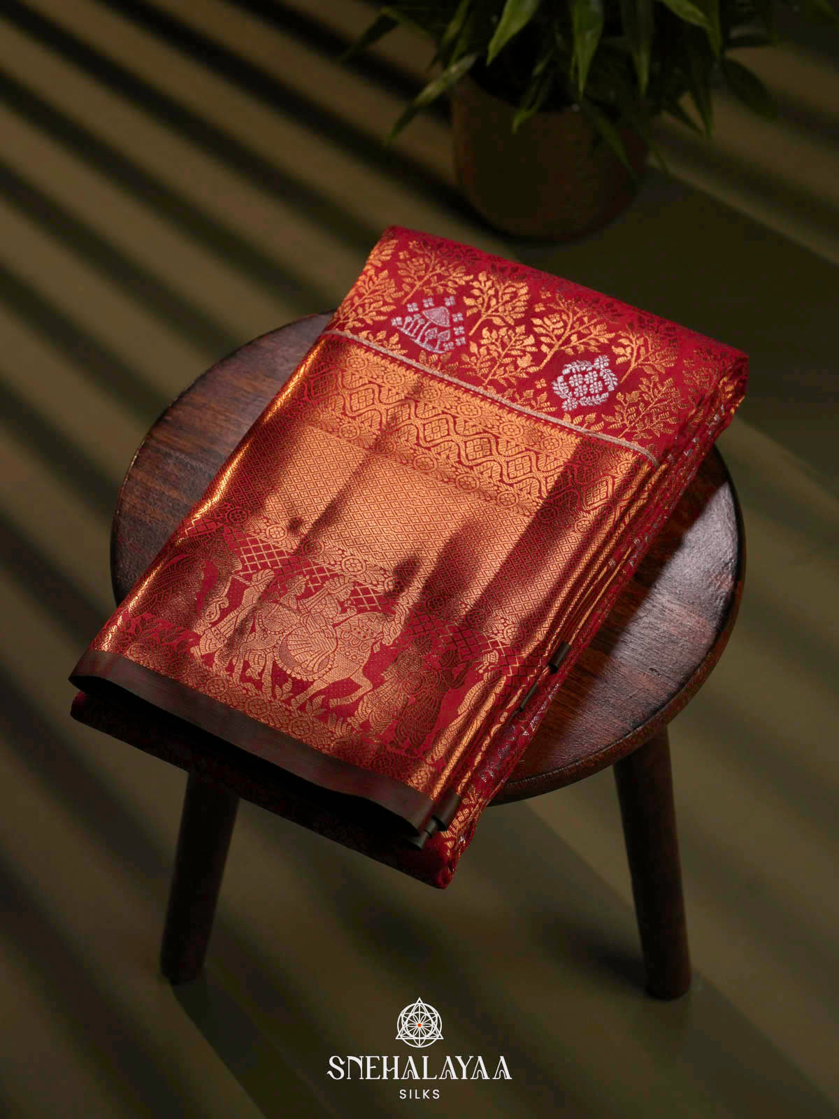 Rust Orange Art Silk Saree