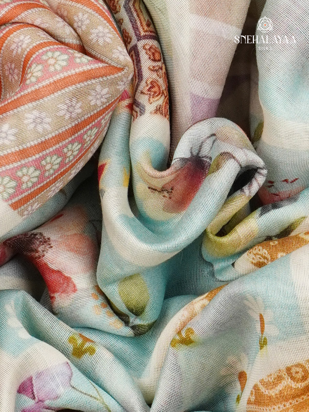 Teal Blue Chanderi Saree