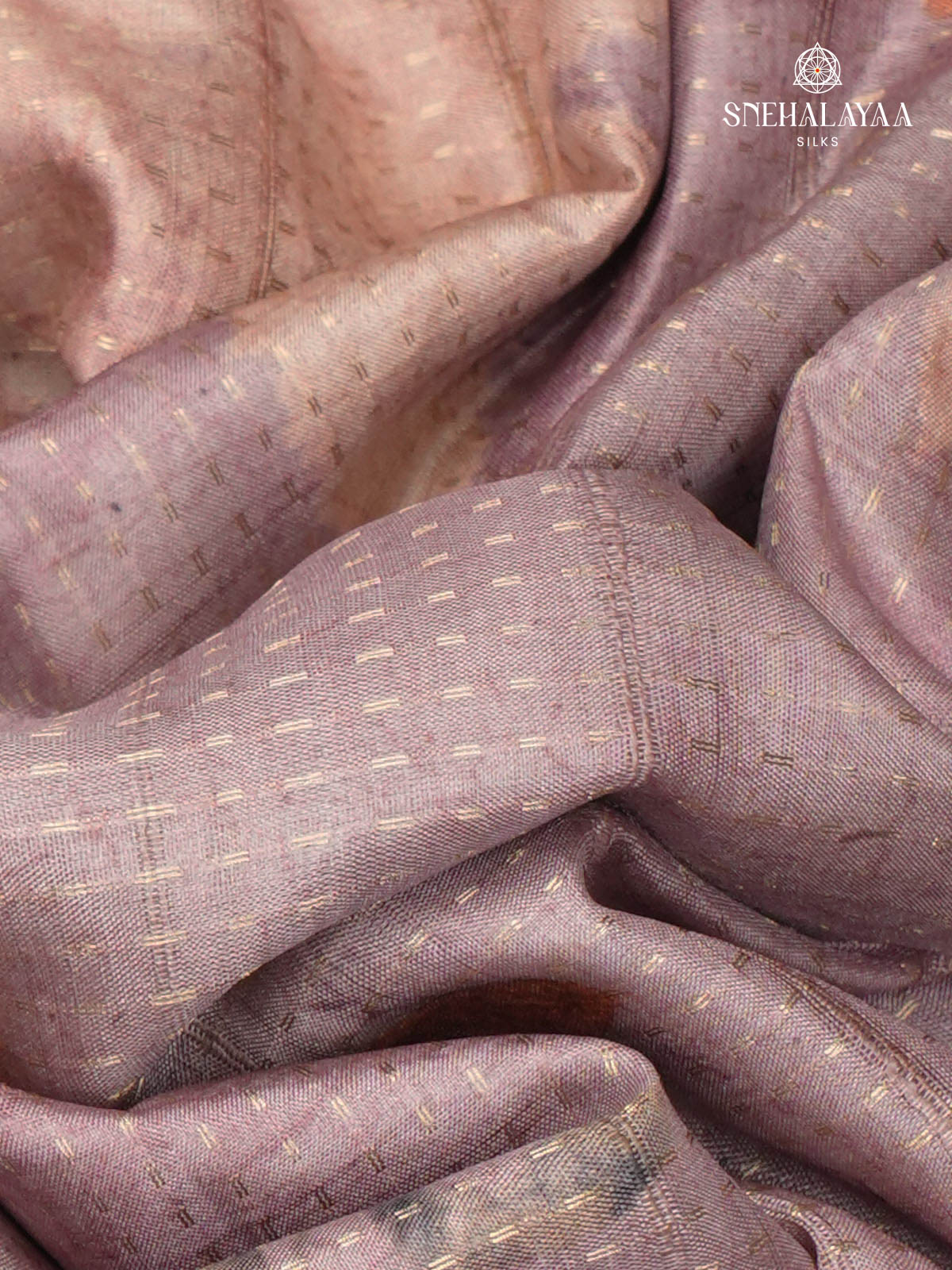 Purple Floral Printed Tussar Saree