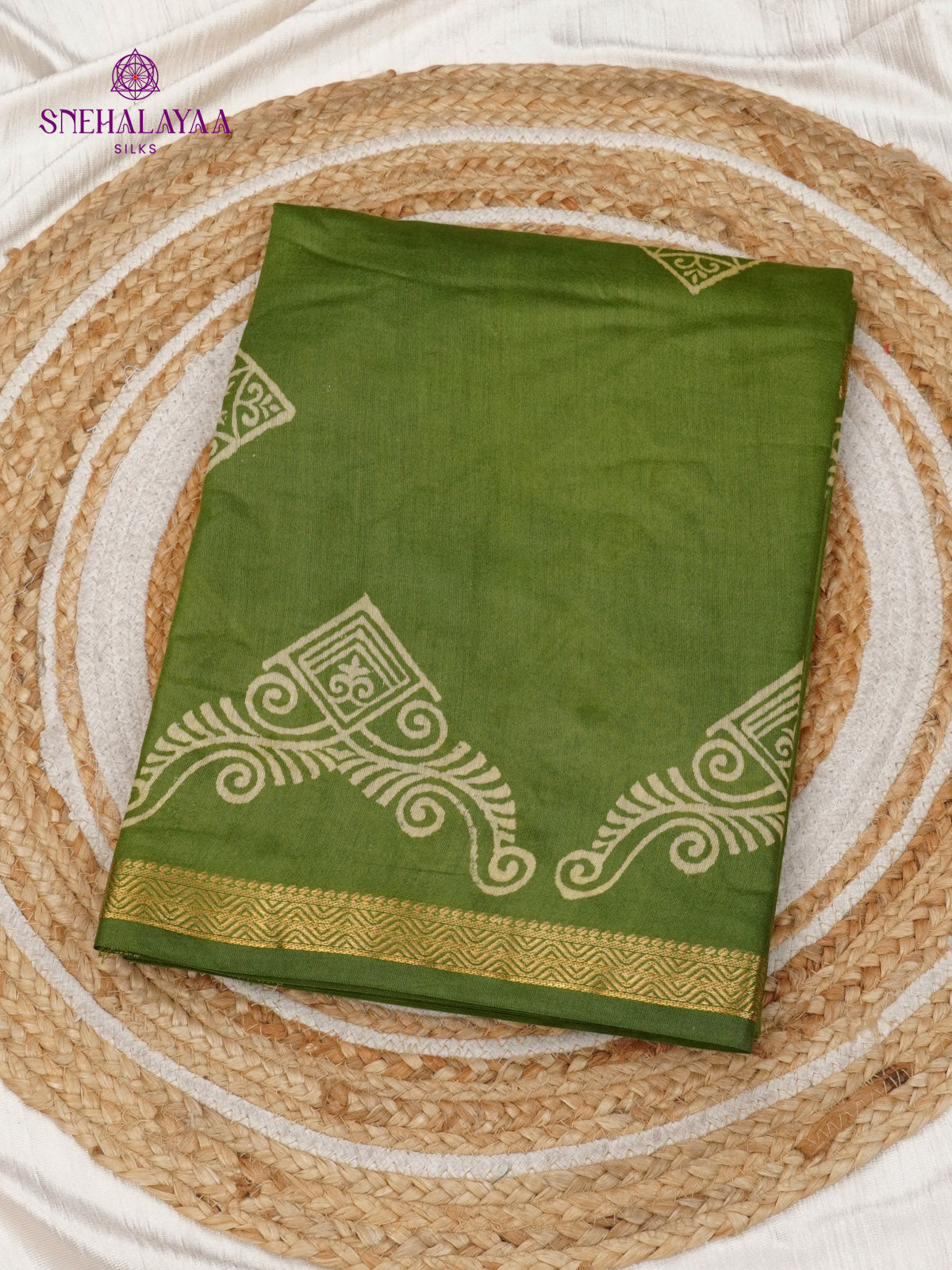 Olive Green Chanderi Saree