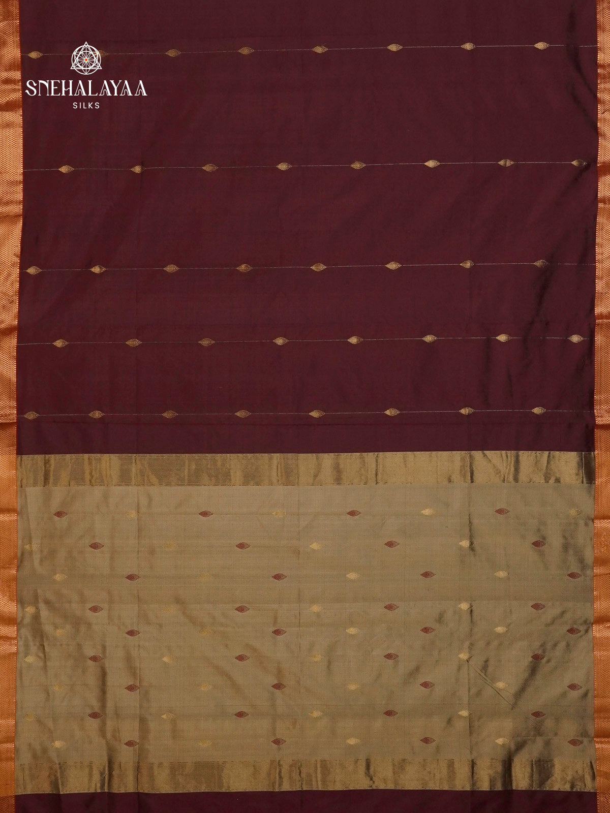 Coffee Brown Maheshwari Mulbary Silk Saree
