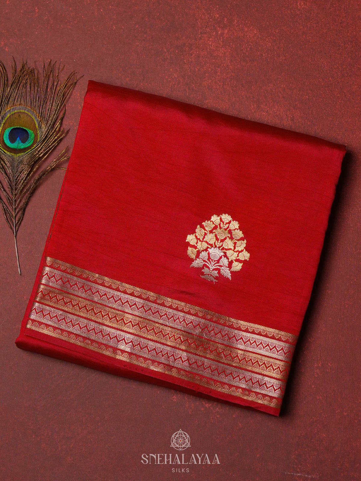Maroon Chiniya Silk Saree