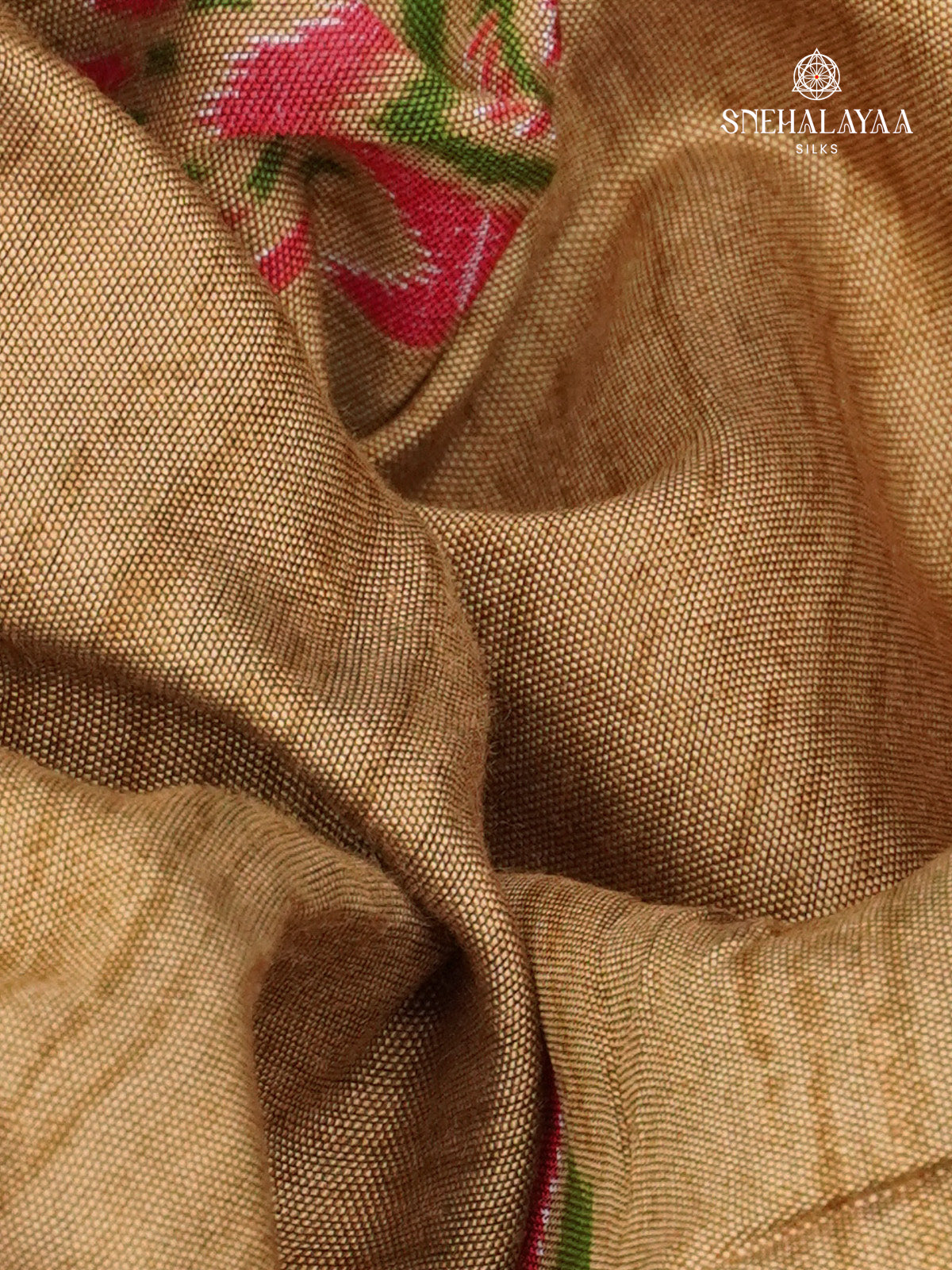 Beige With Rani Pink Border Munga Tussar Saree