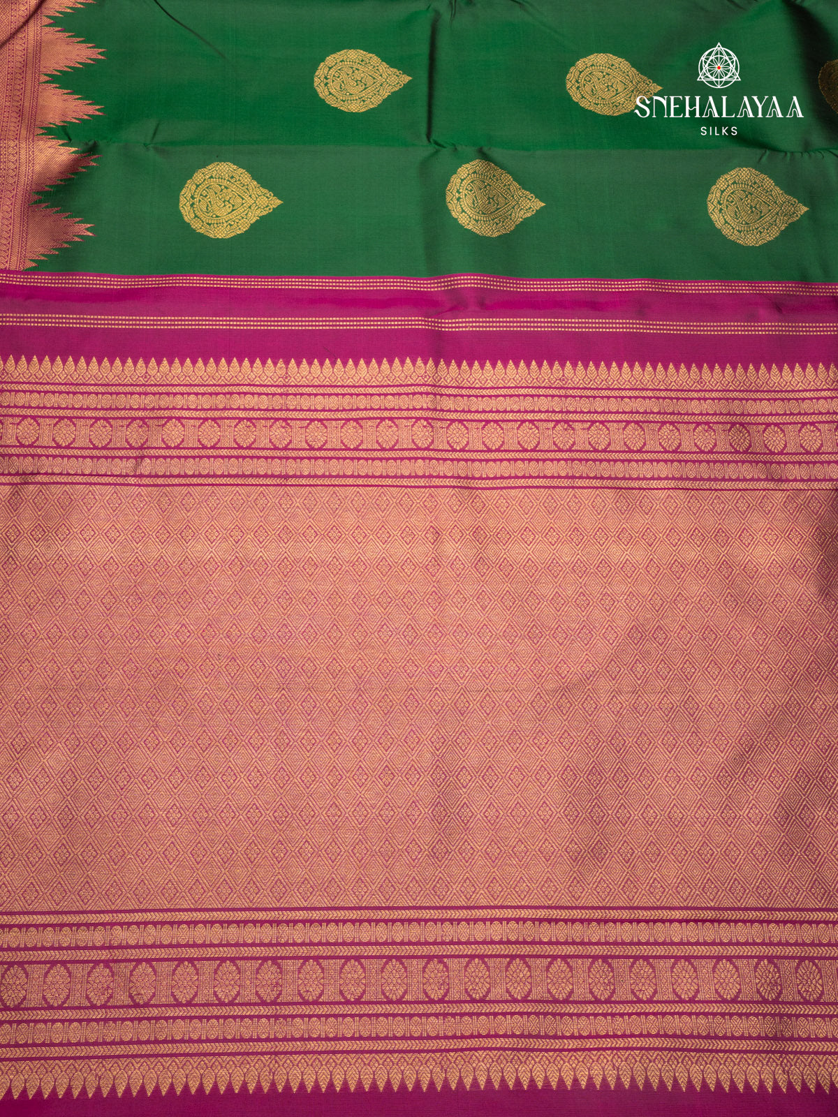 Bottle Green Kanjivaram Silk Saree