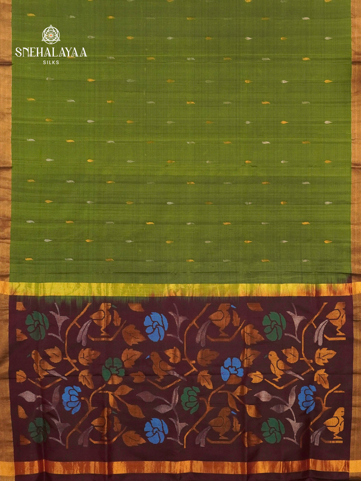 Olive Green Uppada Silk Saree