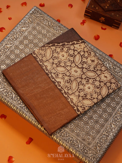 Brown Tussar Saree