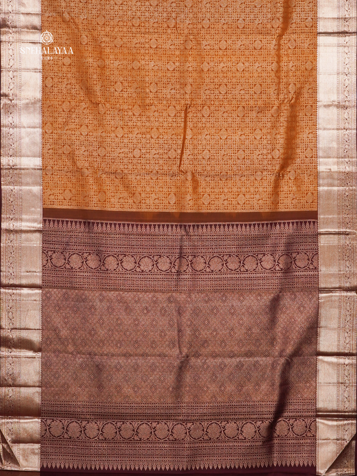 Mustard Kanjivaram silk saree