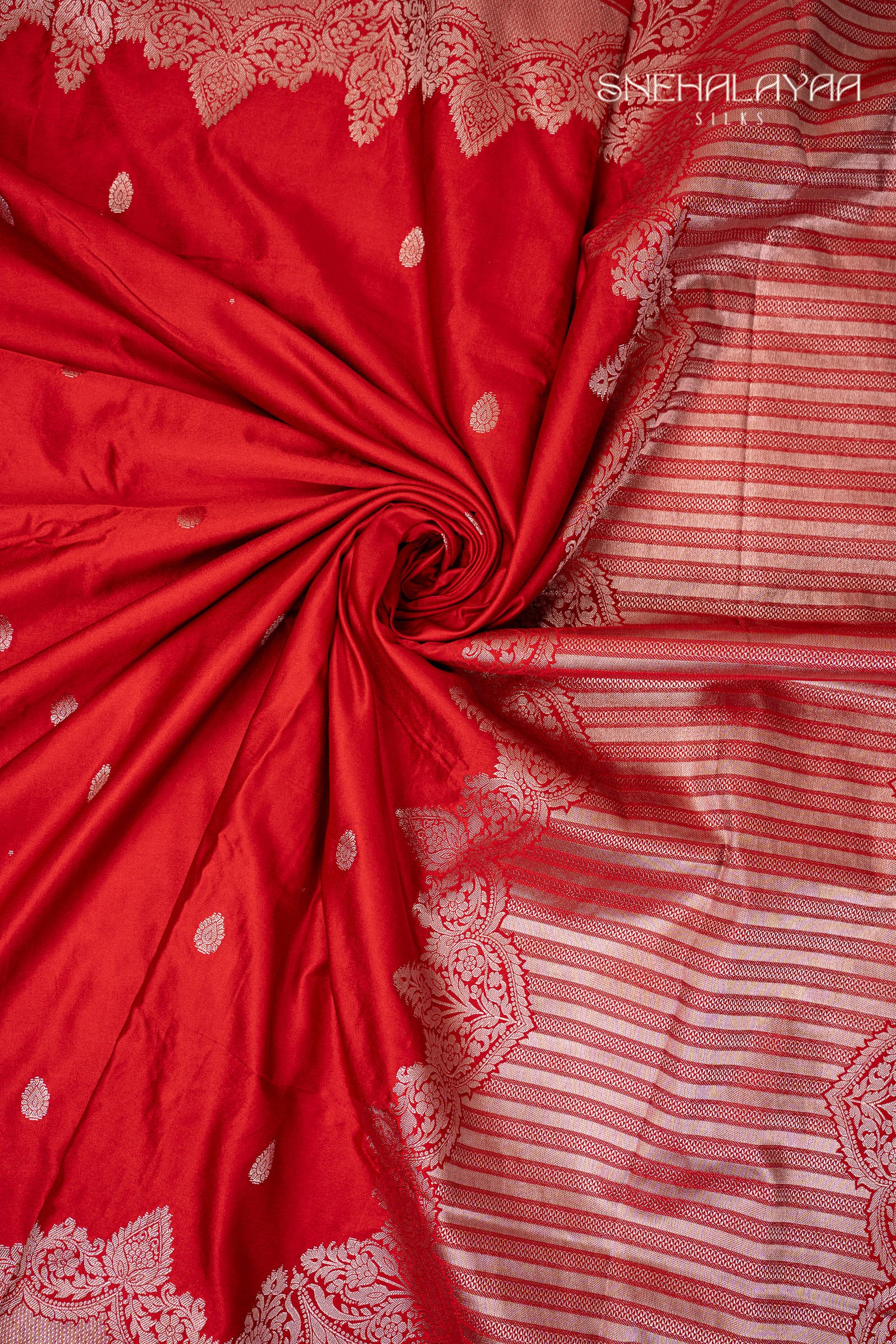 Red Satin Banaras Silk Saree