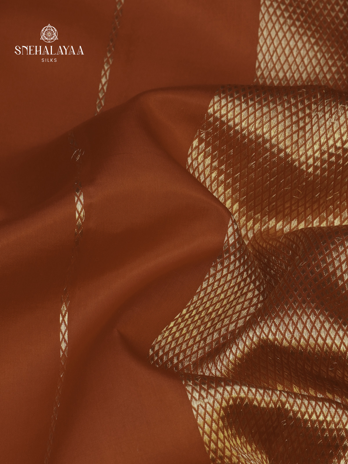 Rust Orange Banaras Poona Silk Saree