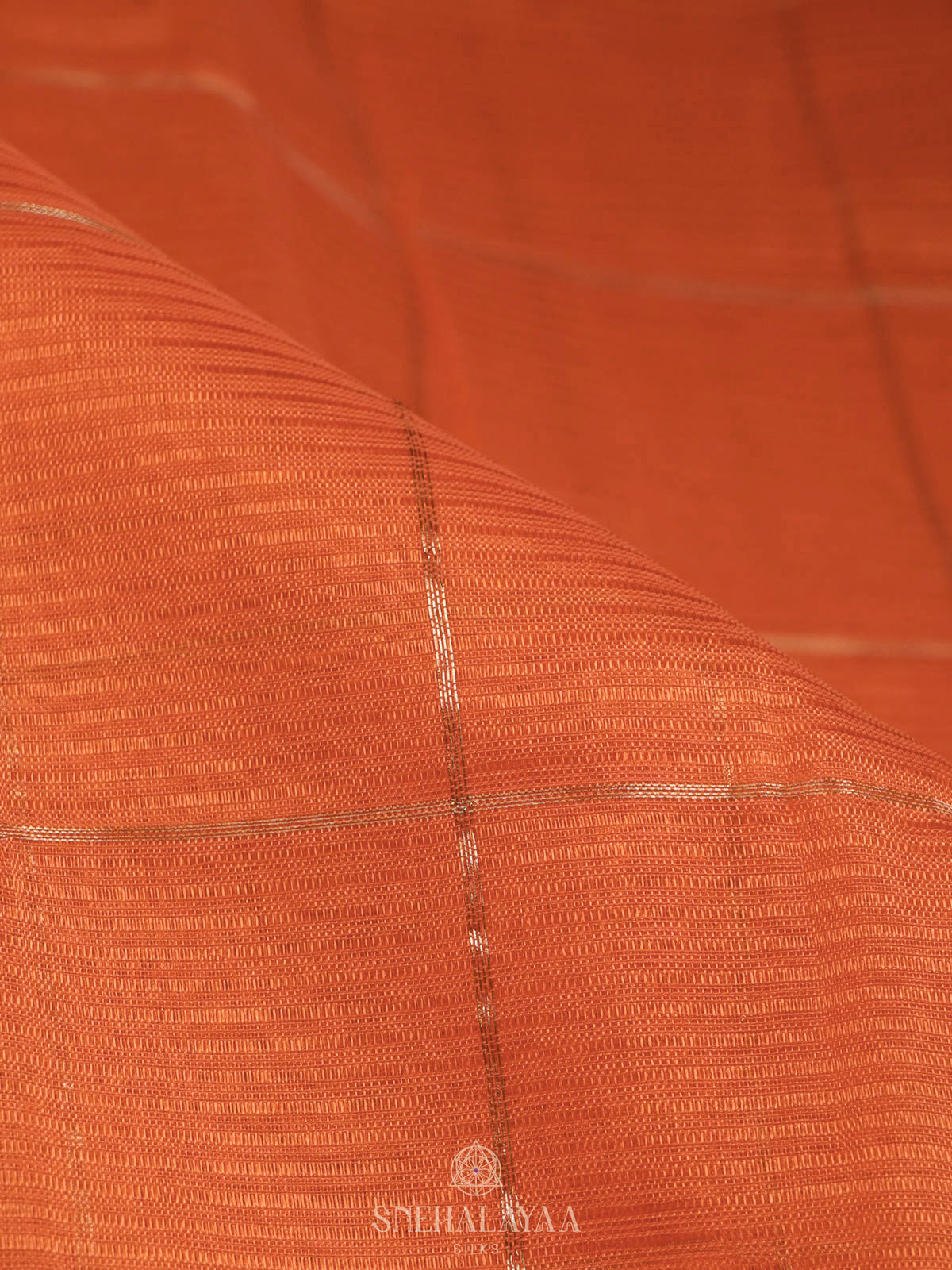 Orange Mangalagiri Silk Cotton Saree with Ikat Border