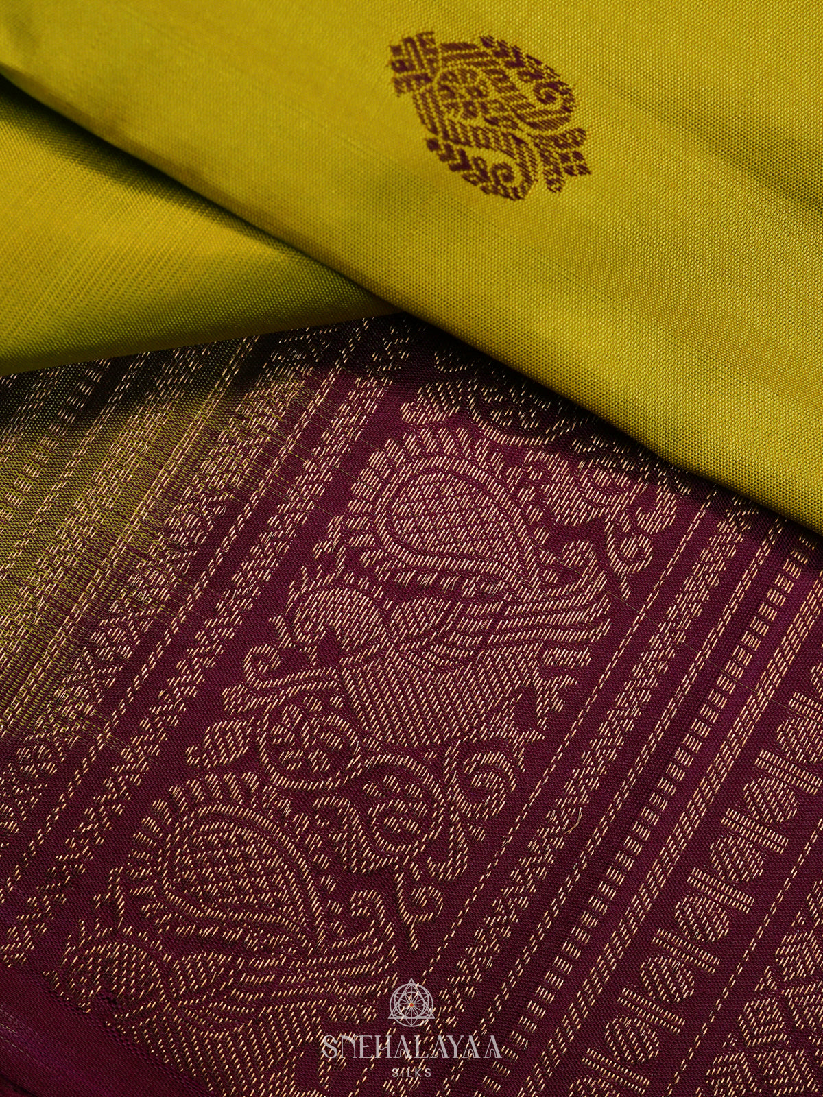 Lime Green Kanjivaram Silk Saree