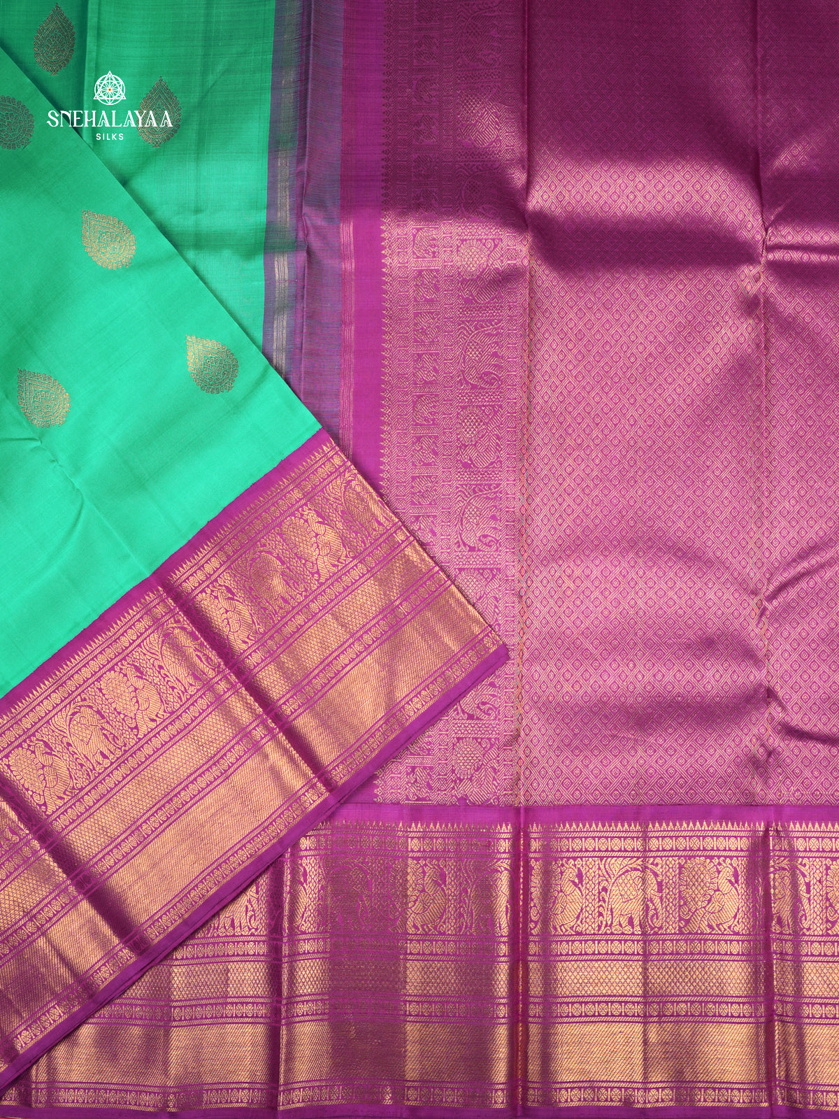 Teal Green Kanjivaram Silk Saree