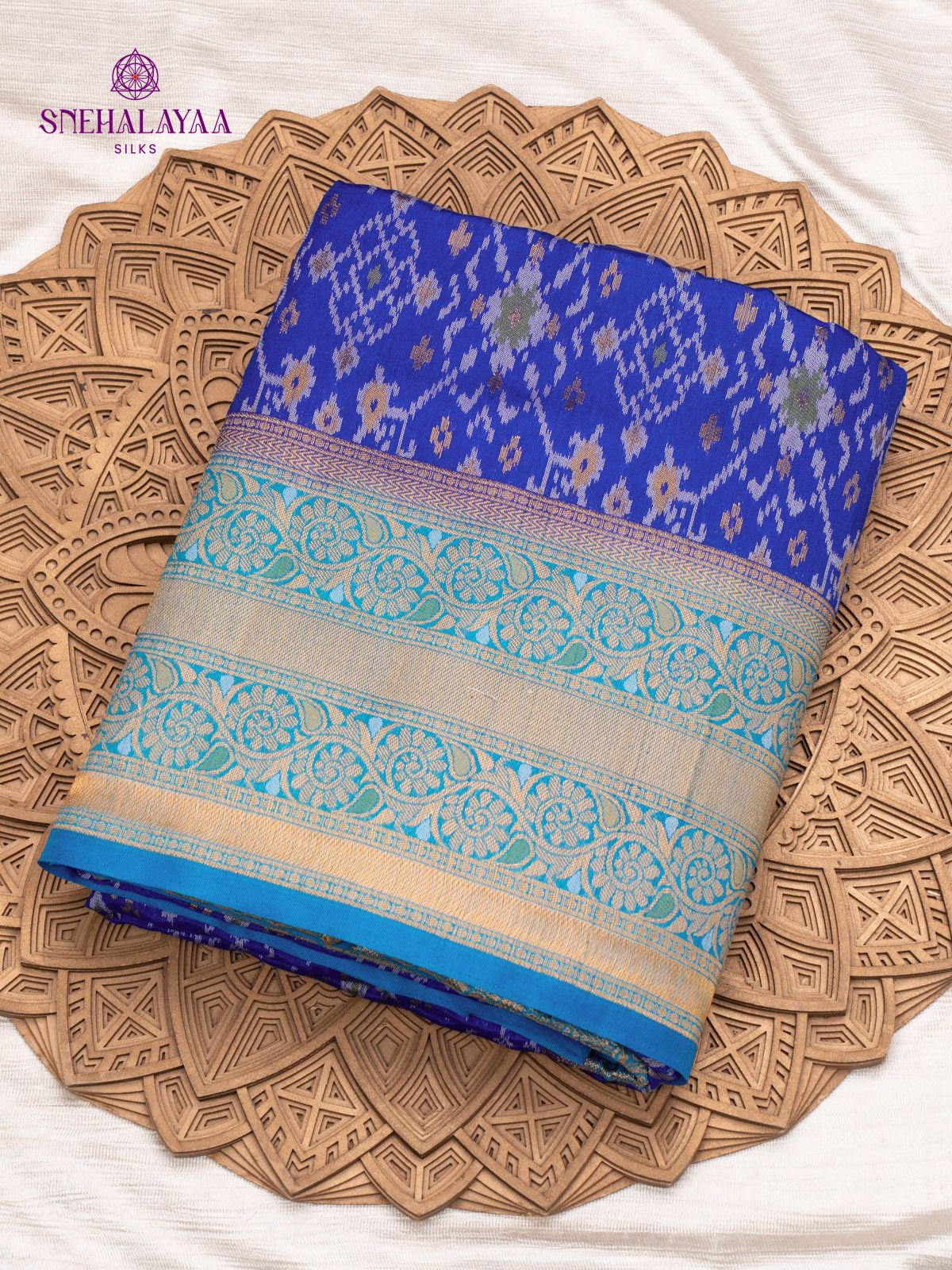 Blue Ikat Silk Saree