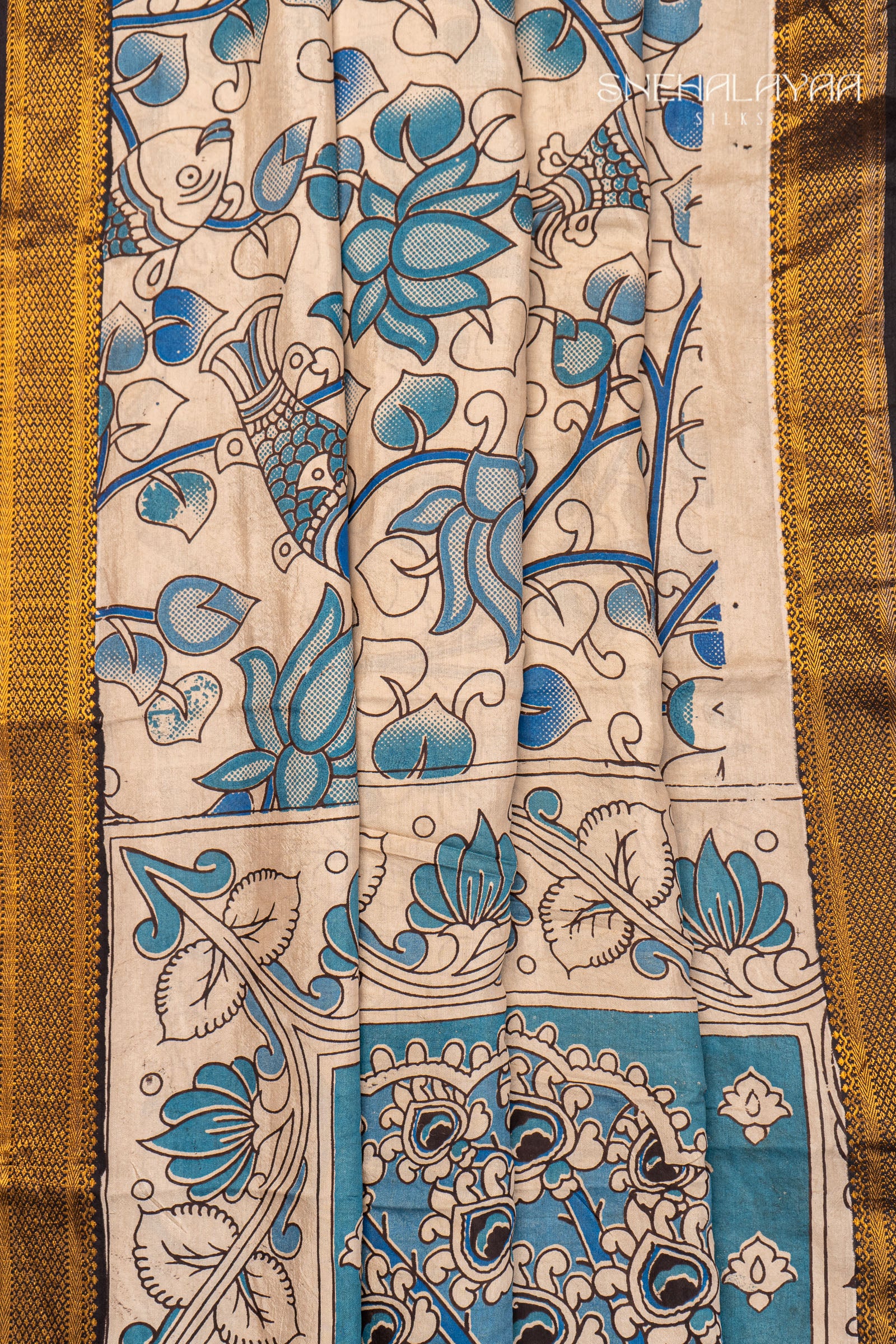 Off White Kalamkari Silk Saree