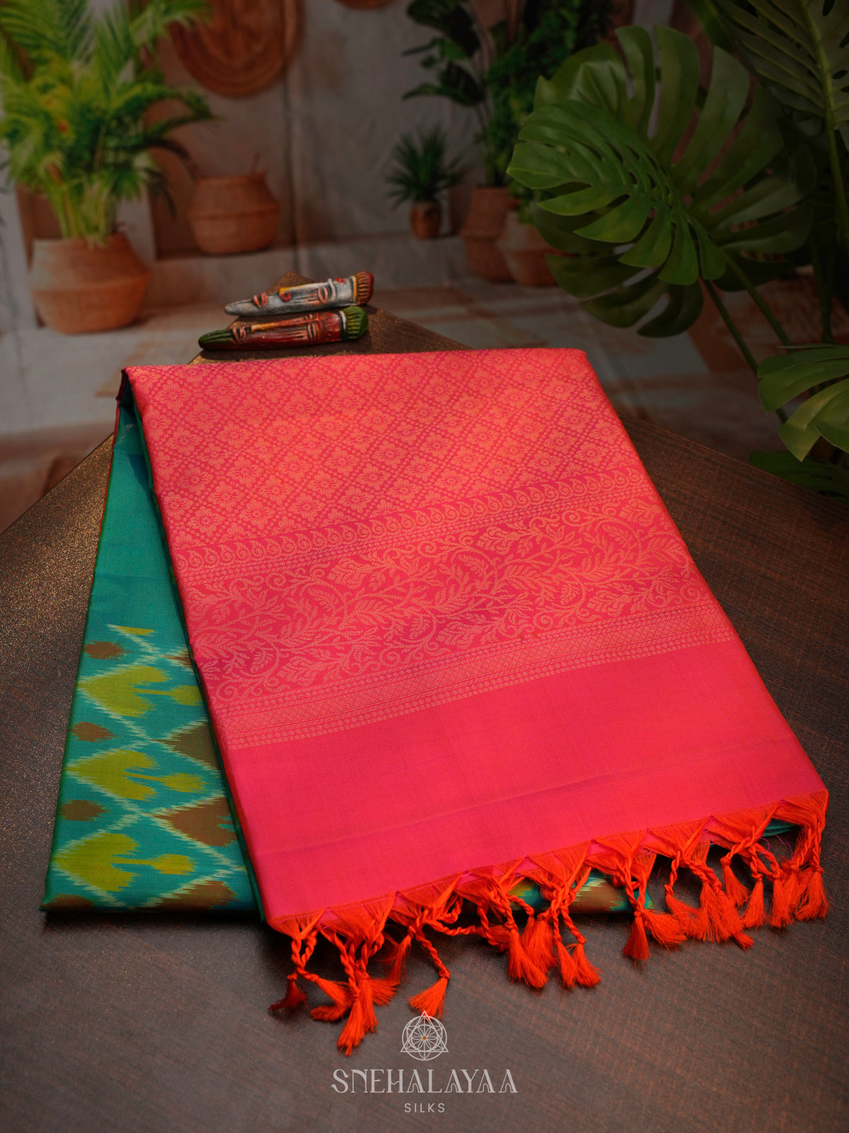 Sky Blue Ikat Soft Silk Saree