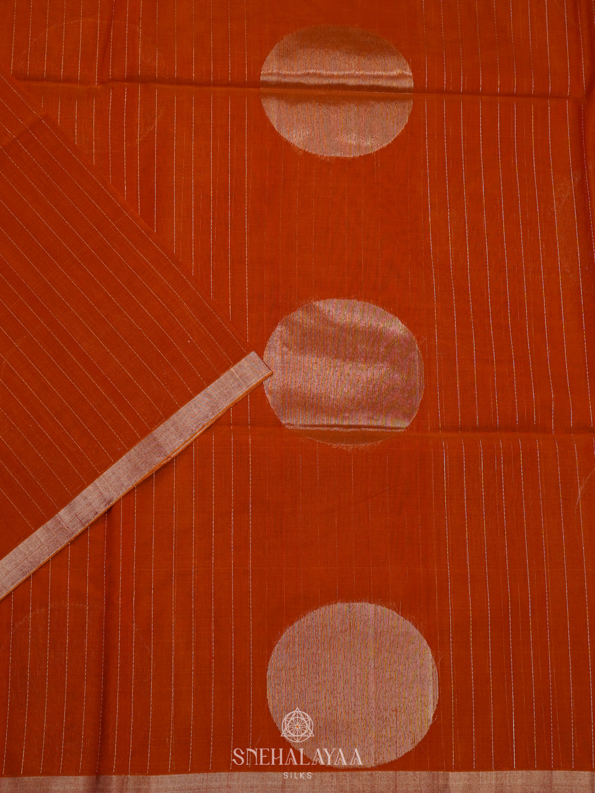 Orange Kora Silk Cotton Saree