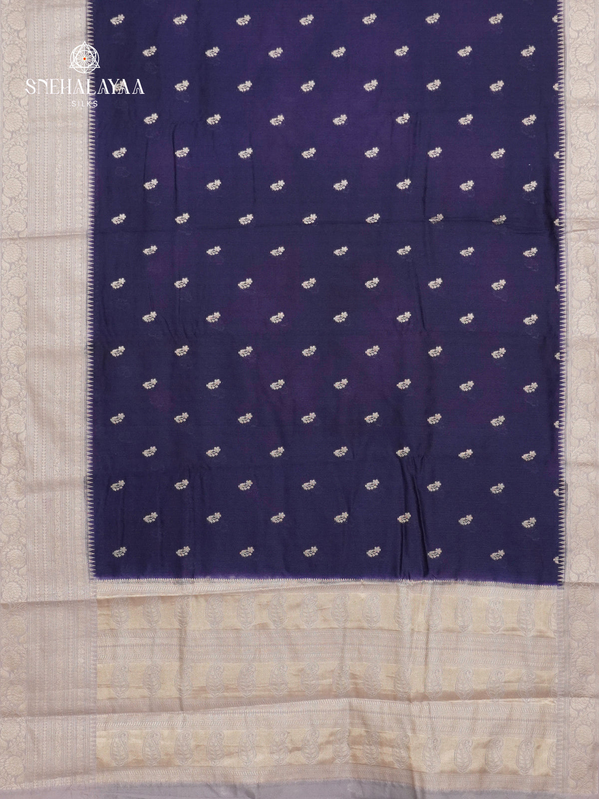 Berry Blue Banaras Jute Saree
